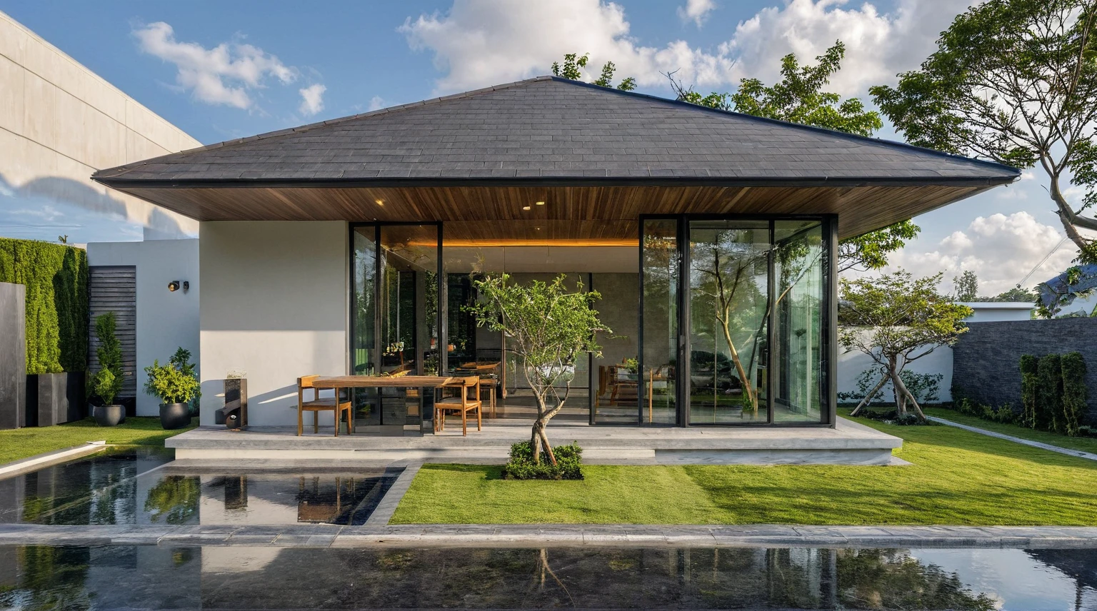 Masterpiece, high quality, best quality, authentic, super detail, outdoors, onestoreyvillaXL, aiaigroup, house style modern on the street ,stairs, white wall ,road,pavement, grass, trees, sky, cloud, (daylight:1.1)
