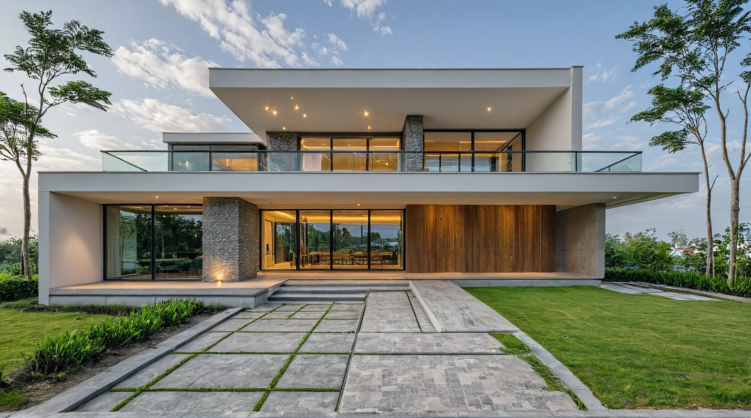 Masterpiece, high quality, best quality, authentic, super detail, outdoors, onestoreyvillaXL, aiaigroup, house style modern on the street ,stairs, white wall ,road,pavement, grass, trees, sky, cloud, (daylight:1.1)

