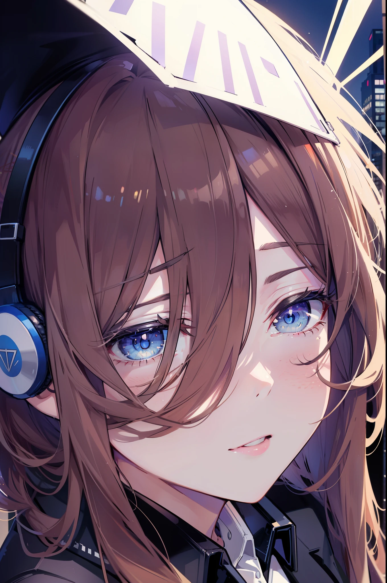 Miku Nakano, Miku Nakano, Long Hair, bangs, blue eyes, Brown Hair,,Blue Hairband ,Hair between the eyes, happy smile, smile, Open your mouth,Headphones around the neck,OL, Akagi glasses, Black suit jacket, Collared jacket, White dress shirt, Collared shirt, Neckline, button, Black pencil skirt, Black pantyhose,Stiletto heels,So that the whole body goes into the illustration,sunset,evening,The sun is setting, Looking up from below,
break outdoors, city,Building district,
break looking at viewer, (Cowboy Shot:1. 5)
break (masterpiece:1.2), highest quality, High resolution, unity 8k wallpaper, (shape:0.8), (Beautiful details:1.6), Highly detailed face, Perfect lighting, Extremely detailed CG, (Perfect hands, Perfect Anatomy),