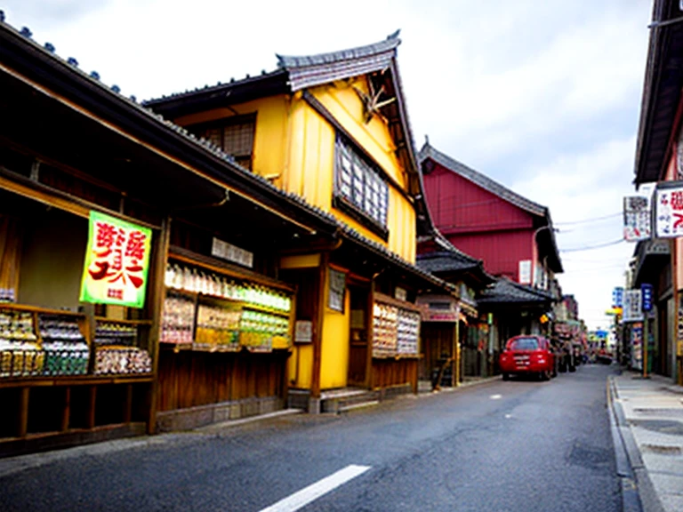 Kawagoe City、Suburban town、empty street、evening、Storehouse architecture、bridge、Old store、shrine、Temple、ragged、Circuit board、complicated、Izakaya、Mom-and-pop candy store、Japanese sweets shop、Super detailed、Realistic、tourist、bustling street、超Realistic、high quality、Highest、Super Detail、Crazy Detail 、Very detailed、Photorealistic、A magnificent composition、Highest品質、32k --v 6
