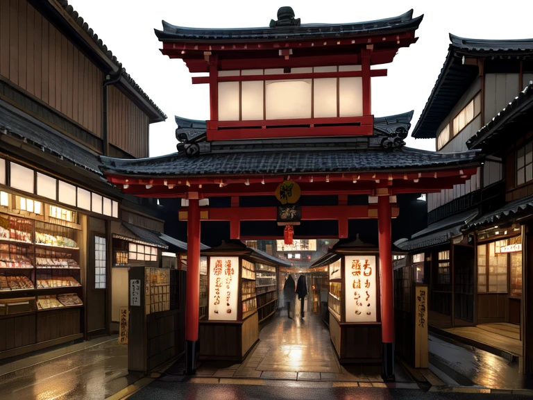Kawagoe City、Suburban town、empty street、evening、Storehouse architecture、bridge、Old store、shrine、Temple、ragged、Circuit board、complicated、Izakaya、Mom-and-pop candy store、Japanese sweets shop、Super detailed、Realistic、tourist、bustling street、超Realistic、high quality、Highest、Super Detail、Crazy Detail 、Very detailed、Photorealistic、A magnificent composition、Highest品質、32k --v 6