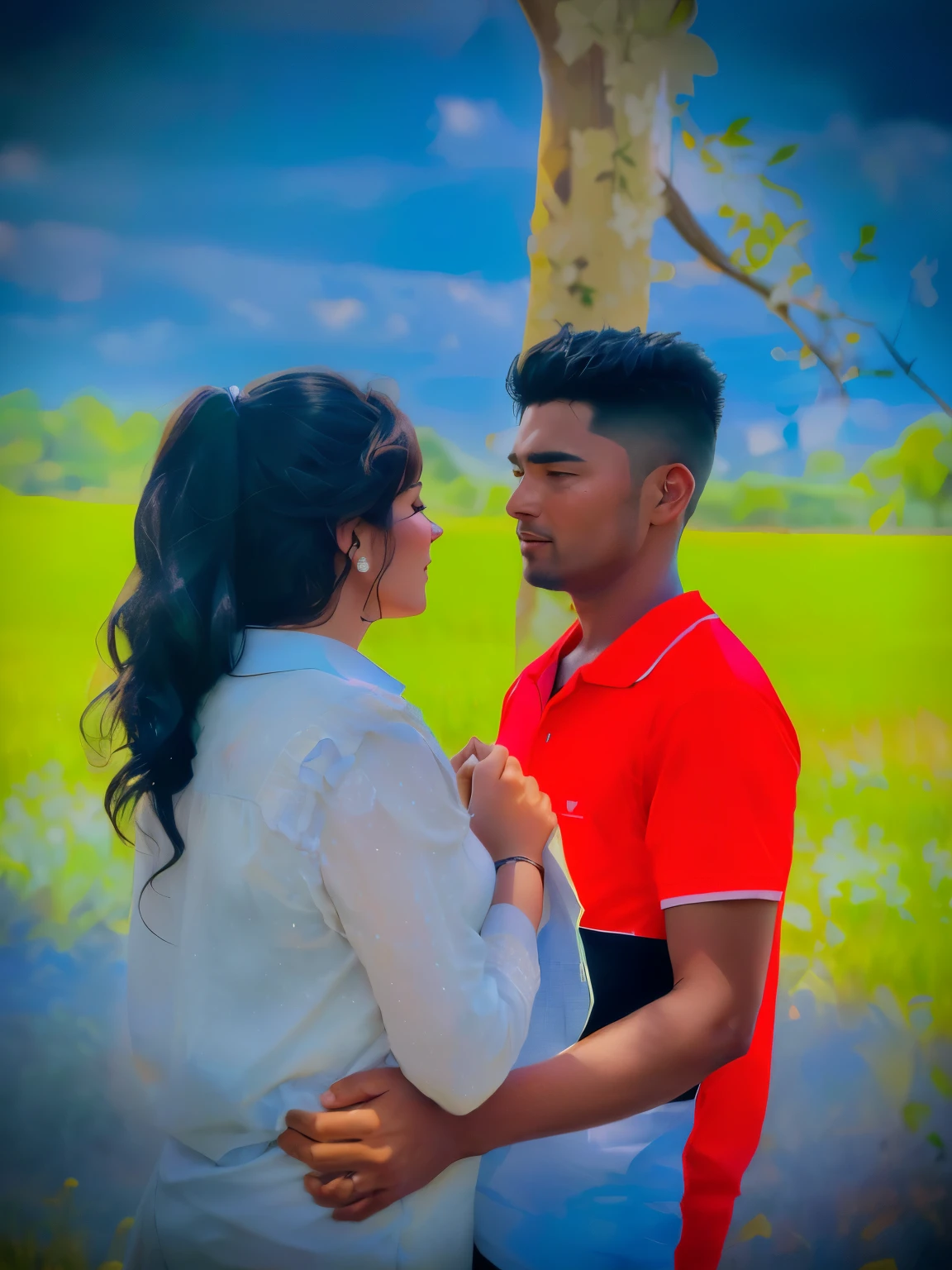 there is a man and woman standing together in a field, movie still 8 k, lovely couple, movie stills photography, candid photography, couple pose, shot on nikon z9, emotional picture, cinematic shoot, candid picture, photo taken with canon 5d, shot on sony a 7, photograpgy, shot on canon eos r5, shot on canon eos r 5