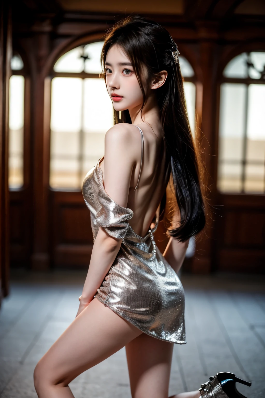 anime ultra detailed, Canadian heroine in glittery mini dress wearing very high heels, fantasy style, highly stylized. depth of field, bokeh effect, backlit, stylish, elegant, breathtaking, visually rich, masterpiece 