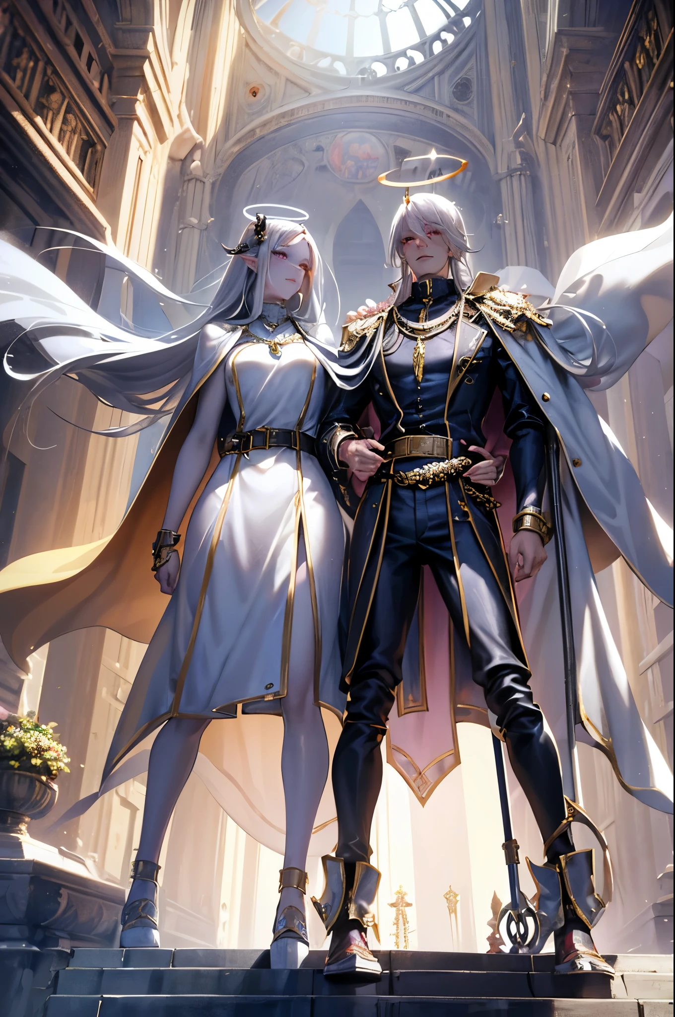 Idol style,Succubus,baby, Advanced art style,Masterpieces,16K,HD,Scary smile,Silver Hair,noble,Mink scarf,crutch,full-body shot,Golden Light,Advanced Cape,necklace,belt,blush,Halo,Sexy body,Lower chest display,Divine Light,Film light and shadow,Domineering,The King's Aura,arrogant,Reduce clothing fabric,Details of the face,Overlooking,Saint,perspective,Bandage wrap around the chest,Tattoo on the chest,Fall,dark,Two-tone hair,earrings,ambiguous,Shining star eyes,Special Skills,Advanced special effects,perfect waist to hip ratio,Elf ears,murderous,Horse face skirt,Headdress,Recovery Effects,Game Screen,System pop-up