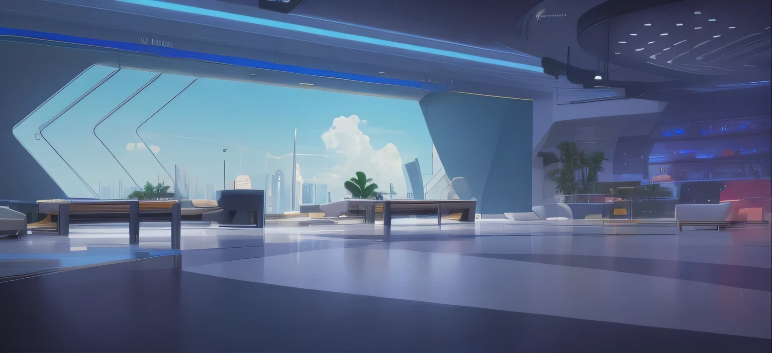 Futuristic Cafe Interior Design, Light from the window, Dubai, 3dx max rendering, Surreal, 8k, Ultra Detailed