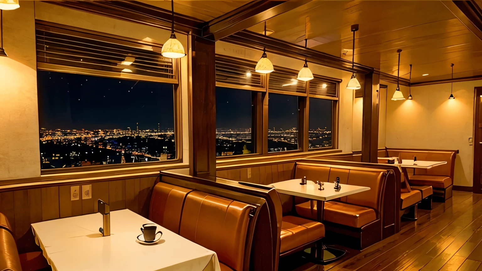 A stylish restaurant interior at night