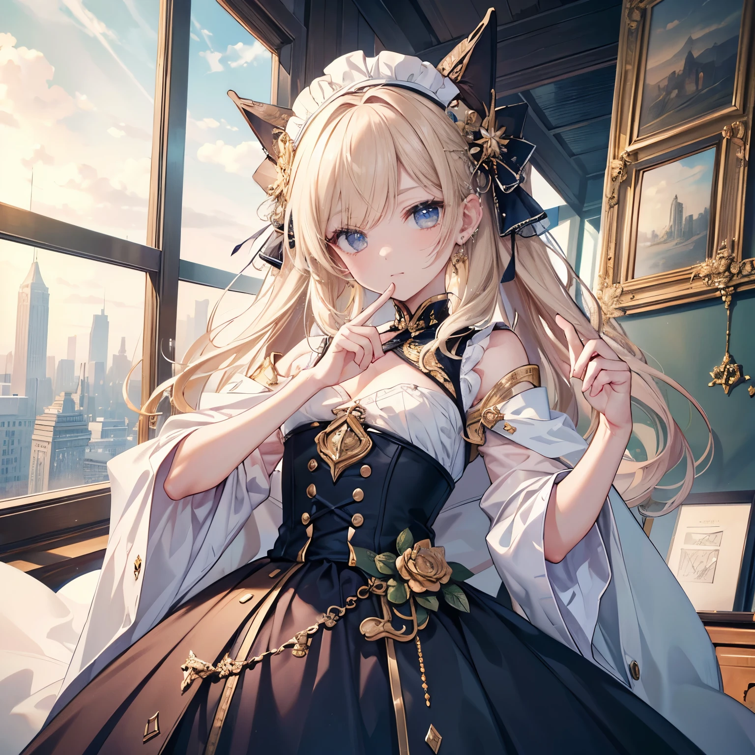 (highest quality, masterpiece, Super detailed, very detailed, exquisite, 16k,Full HD),Come on, stop at this finger and regret it、I won't know even if I do it later, I'll be engulfed in the sound、Sing and dance, just fill the air, clap your hands, so so so la si do, lay down the music on the musical score、I'll reveal to you now that the truth is actually quite frustrating, the magic baton、Just hold it up to the sky Come on, the supernatural phenomenon that has enveloped the city is in the night sky、Look, echo it.、Boredom makes me cry Let's fill the lonely love The final delusional nocturne You heard it?A melody dancing to the stars, one by one, three by one、I won't give in to the past that made me cry. I'll keep going with the power to keep going with a fun rhythm Let's draw a blank I, septet Beyond the forgotten scenery, beyond that Undecided harmony cracks A monochrome telescope Let's play on a whim, without waiting, with a fantastic progression of shining ideals Let's dance, holding hands with that person whose eyes always meet I heard the elegy of the heart that cried and cried so many times、That's why I'm here now The truth is, it's actually quite sad The sound of magic、Let it resound in the sky! The supernatural phenomenon that has enveloped the city fills the night sky.、Look, echo it.、Let's sing a joyous song that makes boredom cry、Did you hear the final ensemble??A melody dancing to the stars, one by one, three by one、I won't give in to the past that made me cry. I'll keep going with the power to keep going with a fun rhythm Tap, tap, tap, tap! Clap your hands and dance, dance, orchestra! Bye-bye, goodbye tonight! Next time, you'll be on stage too! タッタン
Come on, stop at this finger and regret it、I won't know until later, just listen carefully、Just dance with us
