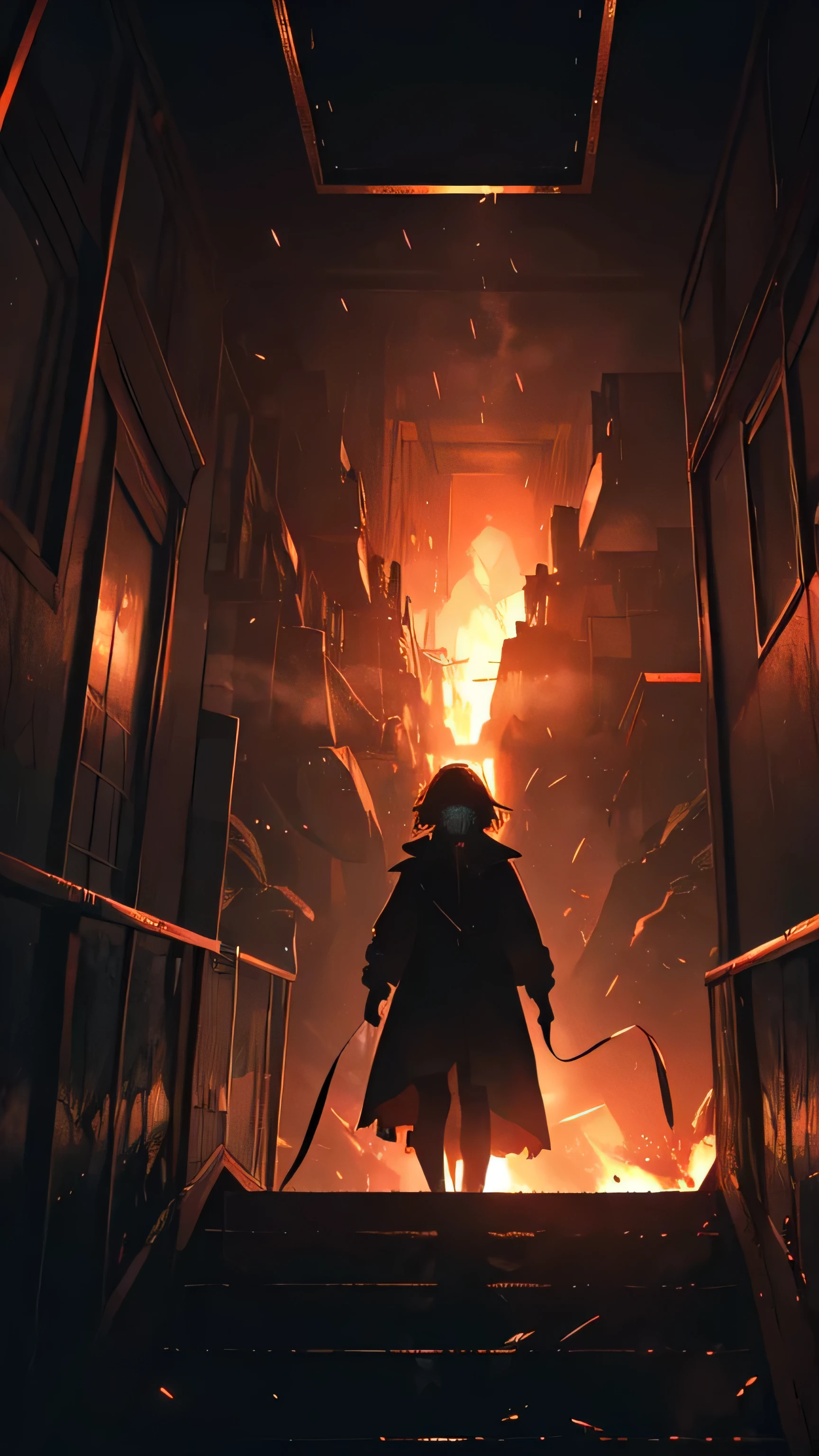 A person is riding an elevator descending to Hell. The person's facial expressions are intense and full of fear. The elevator is made of impenetrable glass, allowing a clear view of the terrifying surroundings. The walls of the elevator are adorned with intricate and ancient symbols, representing the journey to the underworld. The atmosphere is suffocating and filled with ominous red lights, symbolizing the impending doom. The person's clothing is tattered and windswept, giving a sense of desperation. The elevator is moving at an alarming speed, making the descent feel unstoppable. As the person descends further, the temperature rises dramatically, and the air becomes heavy with sulfur and darkness. The person's eyes are wide open with terror, and their hands grip the railing tightly, showing their struggle to maintain composure. The artwork should have the best quality, showcasing ultra-detailed and realistic visuals. The lighting is eerie, with dark shadows and flickering lights adding to the sense of impending doom. The color palette should consist of deep reds, fiery oranges, and smoky grays, creating a macabre and menacing atmosphere.