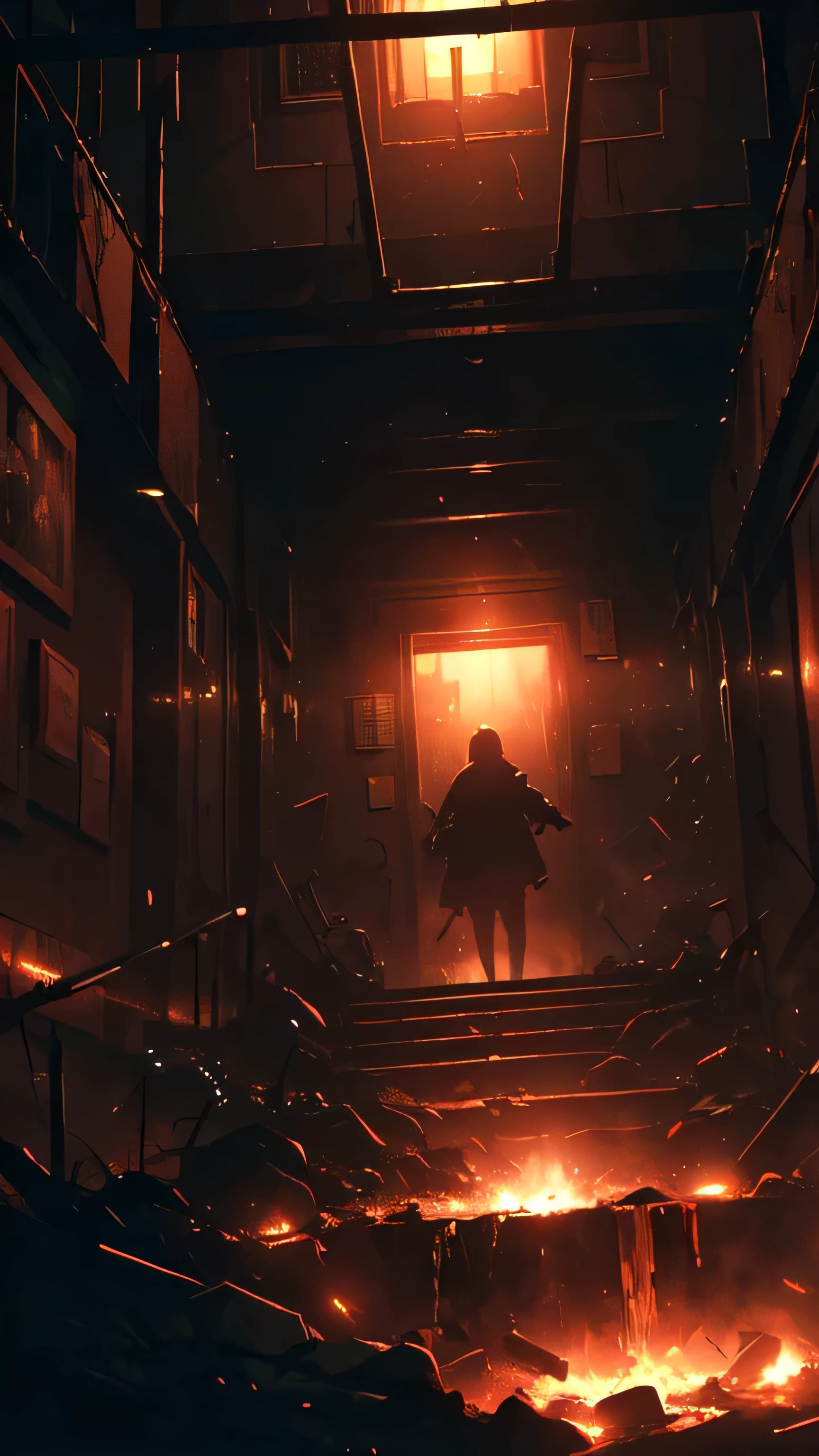 A person is riding an elevator descending to Hell. The person's facial expressions are intense and full of fear. The elevator is made of impenetrable glass, allowing a clear view of the terrifying surroundings. The walls of the elevator are adorned with intricate and ancient symbols, representing the journey to the underworld. The atmosphere is suffocating and filled with ominous red lights, symbolizing the impending doom. The person's clothing is tattered and windswept, giving a sense of desperation. The elevator is moving at an alarming speed, making the descent feel unstoppable. As the person descends further, the temperature rises dramatically, and the air becomes heavy with sulfur and darkness. The person's eyes are wide open with terror, and their hands grip the railing tightly, showing their struggle to maintain composure. The artwork should have the best quality, showcasing ultra-detailed and realistic visuals. The lighting is eerie, with dark shadows and flickering lights adding to the sense of impending doom. The color palette should consist of deep reds, fiery oranges, and smoky grays, creating a macabre and menacing atmosphere.
