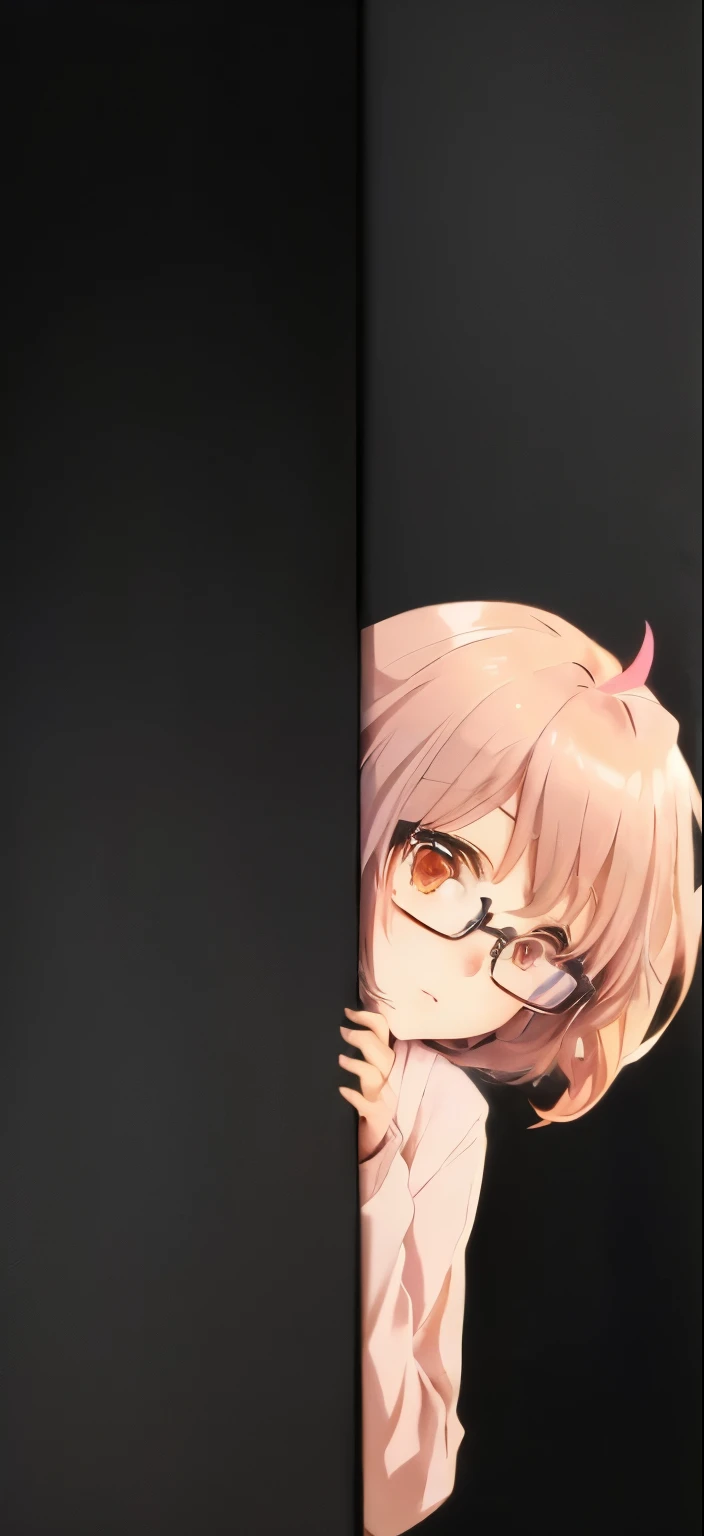 anime girl with glasses peeking out from behind a black wall, hints of yayoi kasuma, anime visual of a cute girl, best anime 4k konachan wallpaper, sayori, with glasses, with index finger, 4 k manga wallpaper, anime wallaper, senko-san, anime moe artstyle, a-1 pictures, neferpitou