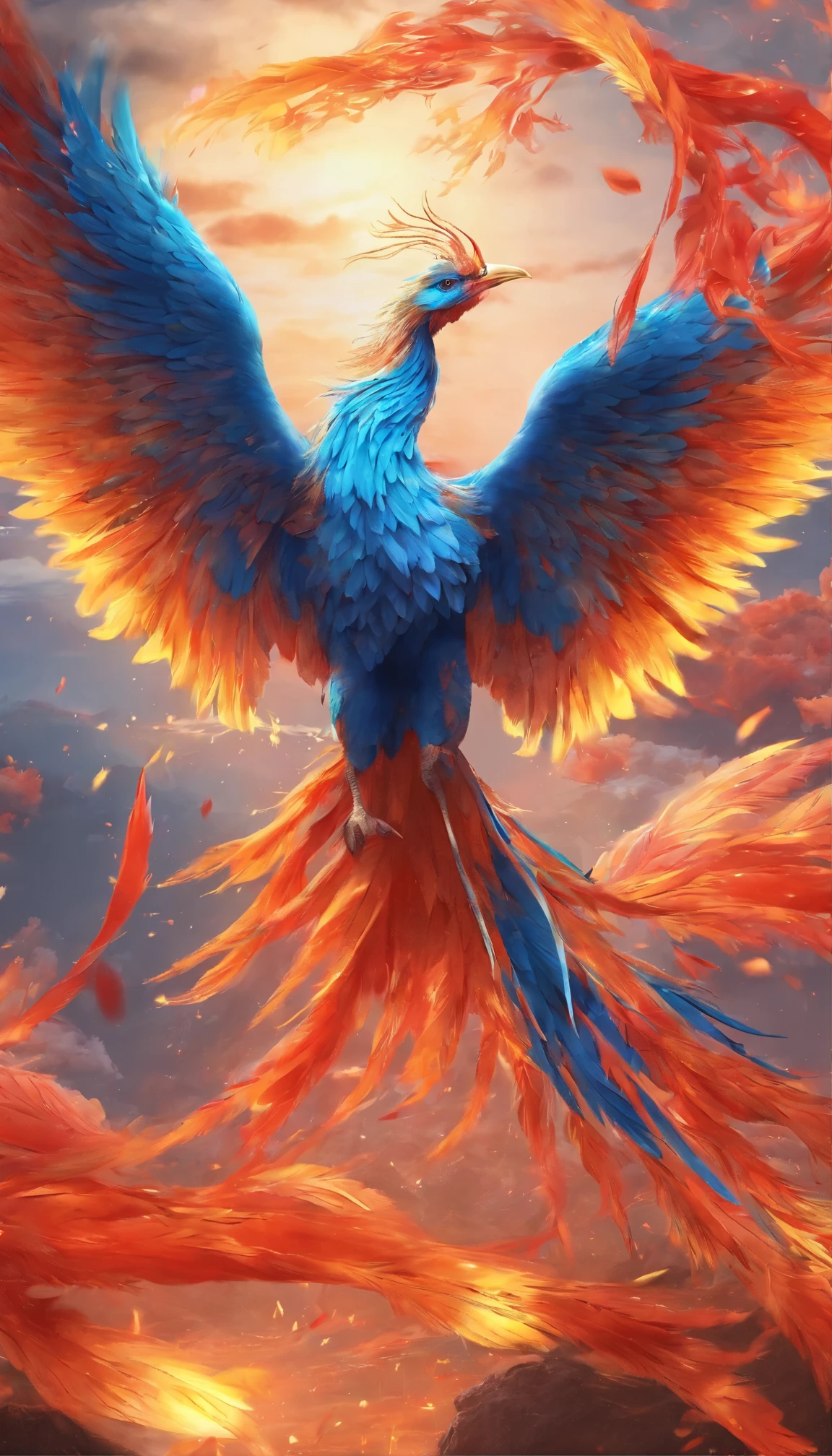 masterpiece、highest quality、８K、Close-up of a bird flying in the sky with clouds, Phoenix artwork, Phoenix Rise, Firebird, phoenix dragon, Phoenix Rise、pink、Symbol of love、恋のgod様、universe、Explosion of light、Glowing effect、god、 from the ashes, &#39;&#39;Phoenix Wallpapers, &#39;&#39;Phoenix Wallpapers resting, Phoenix in the fire, god話上の生き物, Blue Phoenix Bird, Ju Lian, jellyfish pheonix, Phoenix Warrior, god秘的な鳥, 空飛ぶgod話上の獣
