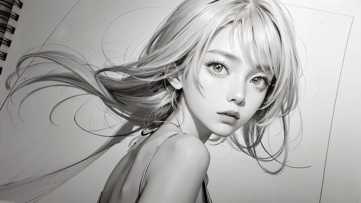 Line drawing sketch, No sleeve,