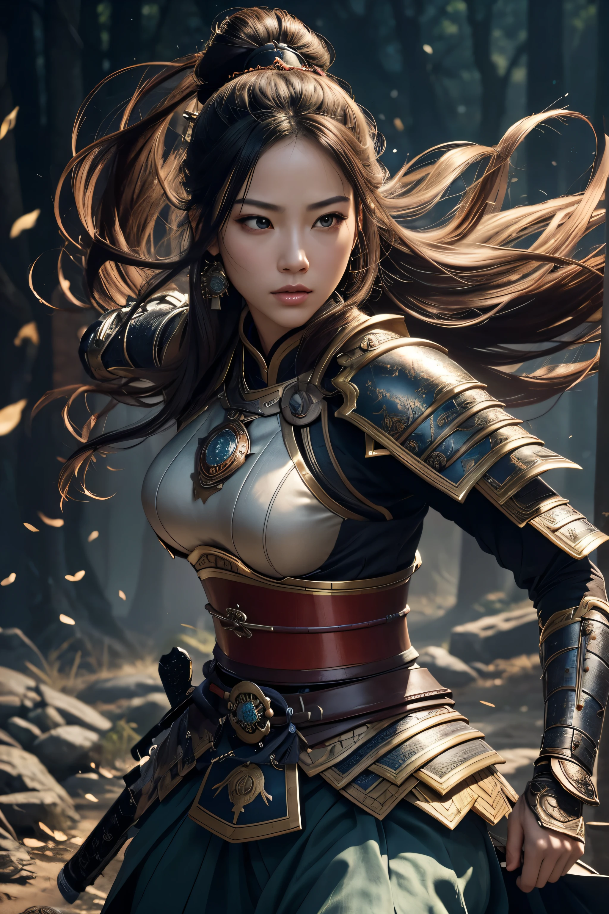 8k,Mulher no campo de batalha,japanese samurai armor,Super lindo(Como a coisa real),rosto perfeito,Perfect hand shape,charme,Volume measurement,body balance,ultra-high resolution,super realista pele,Single Lens Reflex Digital Camera, soft lighting, alta qualidade, rosto altamente detalhado, olhos altamente detalhados, highly detailed pele, pele, scattered beneath the surface, rosto altamente detalhado, olhos altamente detalhados, Beautiful expression, full lip, fundo detalhado, Profundidade dos limites escritos, seios pequenos、volumetric lighting, sharp focus, absurdo, realista proportions, excelente anatomia, (realista, Ultra-realist:1.4), 16k hdr, alvorecer,seios pequenosA High resolution,super realista pele,super Beautiful expression,arte de fantasia,arte do personagem,dynamic pose,Segurando um longo, espada grande,戦国時代のjapanese samurai armor,paisagem,