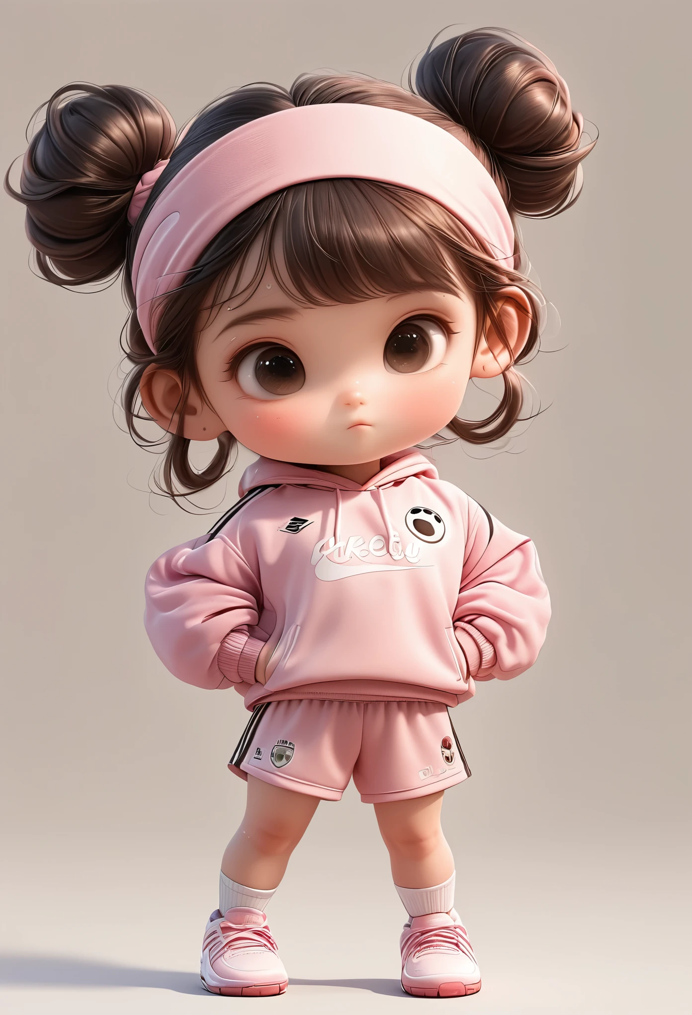 3D,1. ,Headband,Unique,1. Football,Pink sportswear suit,Cartoon Style