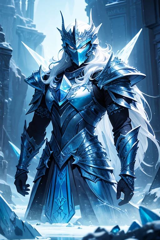 (a detailed ice knight:1.1),fine armor, intricate design, ocean blue details, silk, cinematic lighting, 4k, floating hair, sharp, prism, shining knight