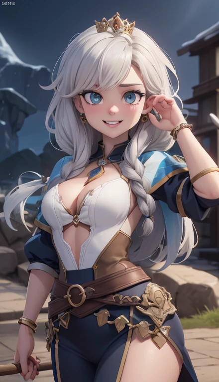 Personagem mulher estilo atompunk Fiona rainha Anna de Arendelle com marcas de guerras Imagem de desenho animado de uma mulher .Ilustra??o estilo desenho animado, estilo de arte dos desenhos animados, estilo de arte dos desenhos animados, digital illustration style, estilo atompunk design de personagens altamente detalhado, arte digital detalhada coragem, Forest fan art, Design de personagens de retrato, beautiful digital illustration, retrato de alta qualidade, Arte em quadrinhos, mulher jovem cabelo com transas lindas . Queen Anna of ArendelleBeautiful lined eyes Medium large bust and wonderful sexy clothes. image expression of sexual desire from waist to head illustration Queen Anne of Arendelle atompunk style Fallout 4 style pose playboy magazine sensual witch Character cartoon style facial expression happy beautiful smile and six medium small portrait mode waist up with lots of gold around her other stones precious portrait mode waist up queen of the south Jennifer Connelly GTA scenery dominatrix gold coins chest with jewelry with her boyfriend, um homem com barba preta, armado com um estilo militar,