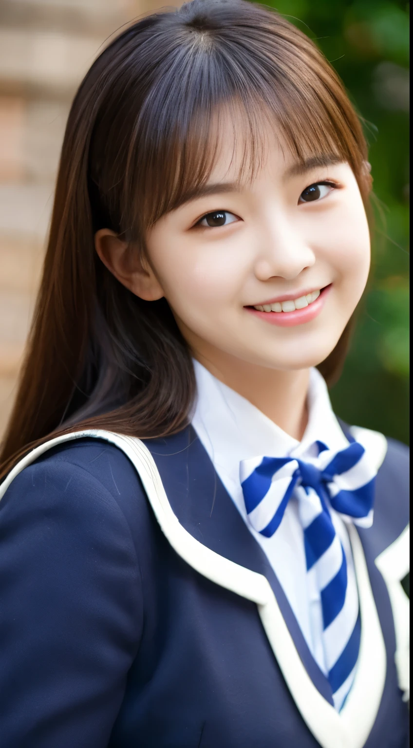 ((女子高等School Uniforms))、((１people))、Close to the topic、((School)))、(((smile)))、(((女子高等School)))、((Beautiful girl))、((Sexy pose))、Photorealistic、Beautiful fine details、Hyperrealism、High Contrast、Ultra HD、Realistic skin texture、Best image quality、highest quality、超A high resolution、The finer details、With great care