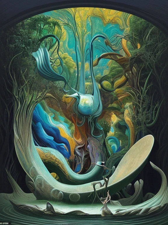 There are creatures in the picture，Rich and interesting composition，Surrealism，abstract，Art