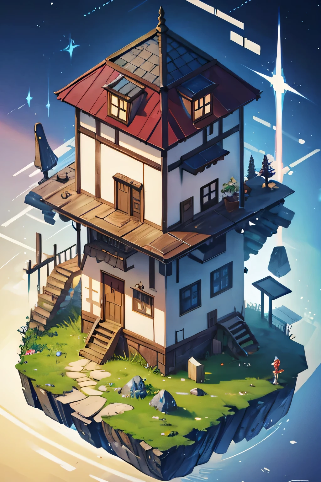 Isometric House, RPG Style, Manga style, down, Fantasy, Mobile Games，primitive，Animal bones，stone，wood