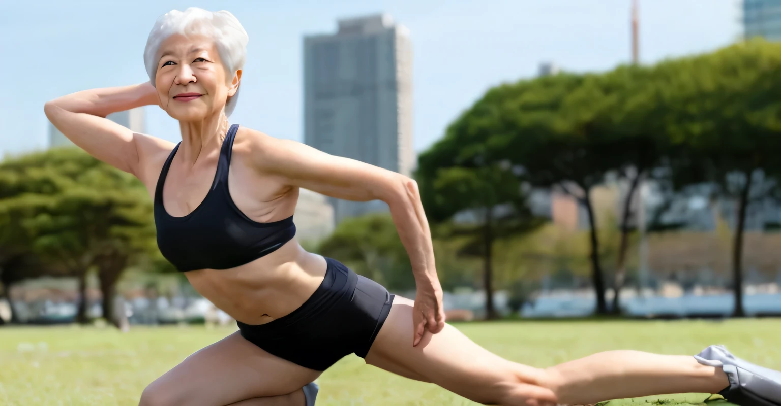 Change pose、60-year-old woman