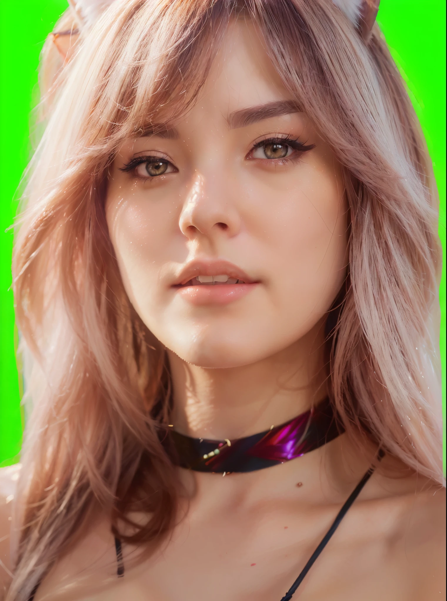 a close up of a woman with a cat ears and a choke, 8k artgerm bokeh, rossdraws 1. 0, ross tran 8 k, realistic artstyle, realistic digital art 4 k, realistic digital art 4k, anime style. 8k, rossdraws digital painting, artwork in the style of guweiz, rossdraws portrait