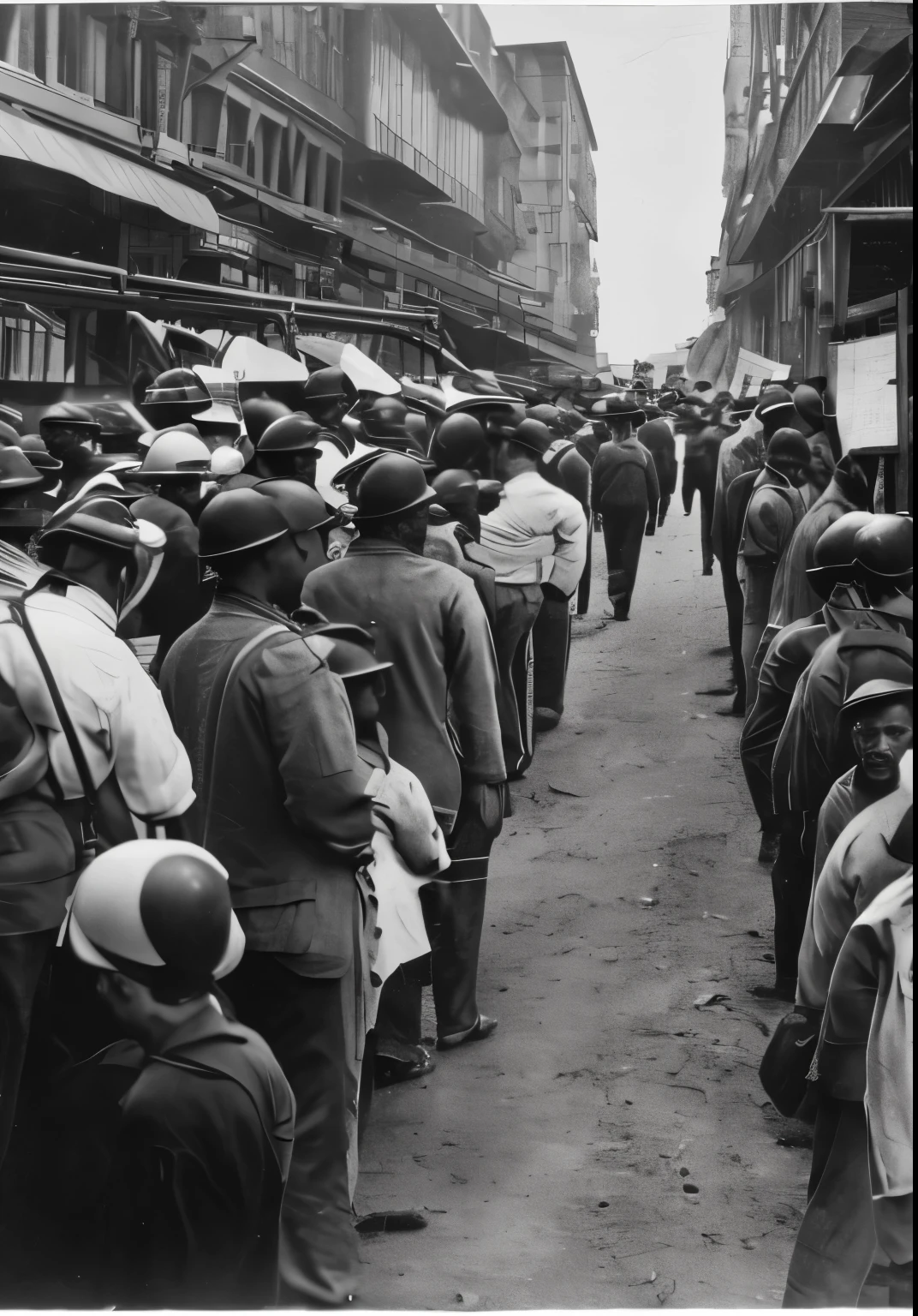 100 workers，male，Looking up，Black and White，8-hour work system，on the street，Line Drawing，sketch，Man facing camera，Holding up a white sign，19th century，sketch，Line Drawing，Faceless，Holding a sign，