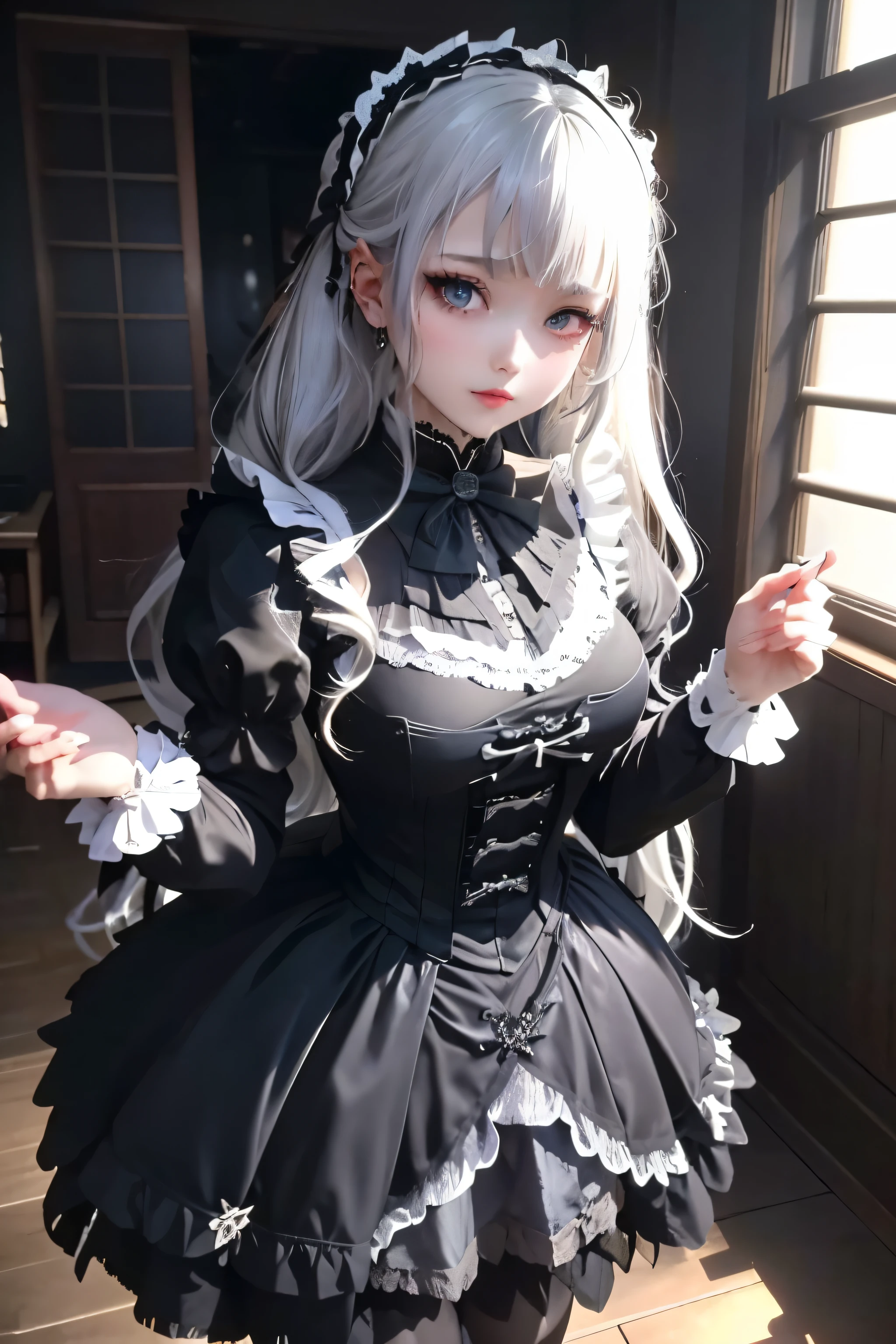 Hard Dark Gothic Makeup、deep night sky、Horror、Black dark eyeshadow、cry、sad、Good skin radiance、Dark Gothicメイク、Dark smile、palace、The beauty of fragrance、24-years-old、Expression of intense sexual pleasure、Embarrassed look、Dark Gothic、Obscene language、highest quality、View 5 books、Expression of sexual pleasure in suffering、Drunk face、紫のMaid clotheysterious、Noble、A face that is holding back the toilet、sexy、Loving smile、Twin tail hair、jet black ruffle skirt、Right blue eye, Left eye is red、Super bewitching pose、Platform Heel Shoes、Heavy makeup、Gothic Lolita Clothing、A little slimmer、Silver Hair、Long Hair Straight Hair、Cute Gothic Lolita Dress、Beautiful Face、elegant features、Fascinating face、Knee-high socks、Stained glass background、Chest glistening with sweat、The room is dark、goth long dress、Bell Sleeves、Wizard Sleeve、decadent look、Sexually excited expression、Gothic Mode、Glossy thighs wet with water、Thighs that are wet and shiny with oil、Background of a room full of roses、sad expression、Rose Maiden、The embroidery is pink、The dress has pink embroidery、Thigh-high socks、Knee-high socks、Gentle expression、masturbation behavior、Dark black eyeshadow、despicable act、Stained glass and rose background、Wearing black underwear、Black panties、thighs are a little thin、Female Duo、Female couple、I have lesbian friends、A blue lightning bolt glows in her right hand.、Blue electromagnetic waves shine in my hands.、dark church background、Stained glass、black metal world、Dark Castle、Dark Room、Slender body、upright、walk、Are standing、gothic long dresaid clothes、Victorian dresses、Her thighs glisten with sweat、My body is wet and shiny、Lots of glitter on the thighs、sweating、My thighs are sticky from sweating、Sweat glistens on the thighs, The whole body is sweaty and shiny、pretty sweaty、My thighs are sweaty、My thighs are so wet、My thighs are shining with sweat、A lot of sweat glistens all over the body、The thighs are the best、