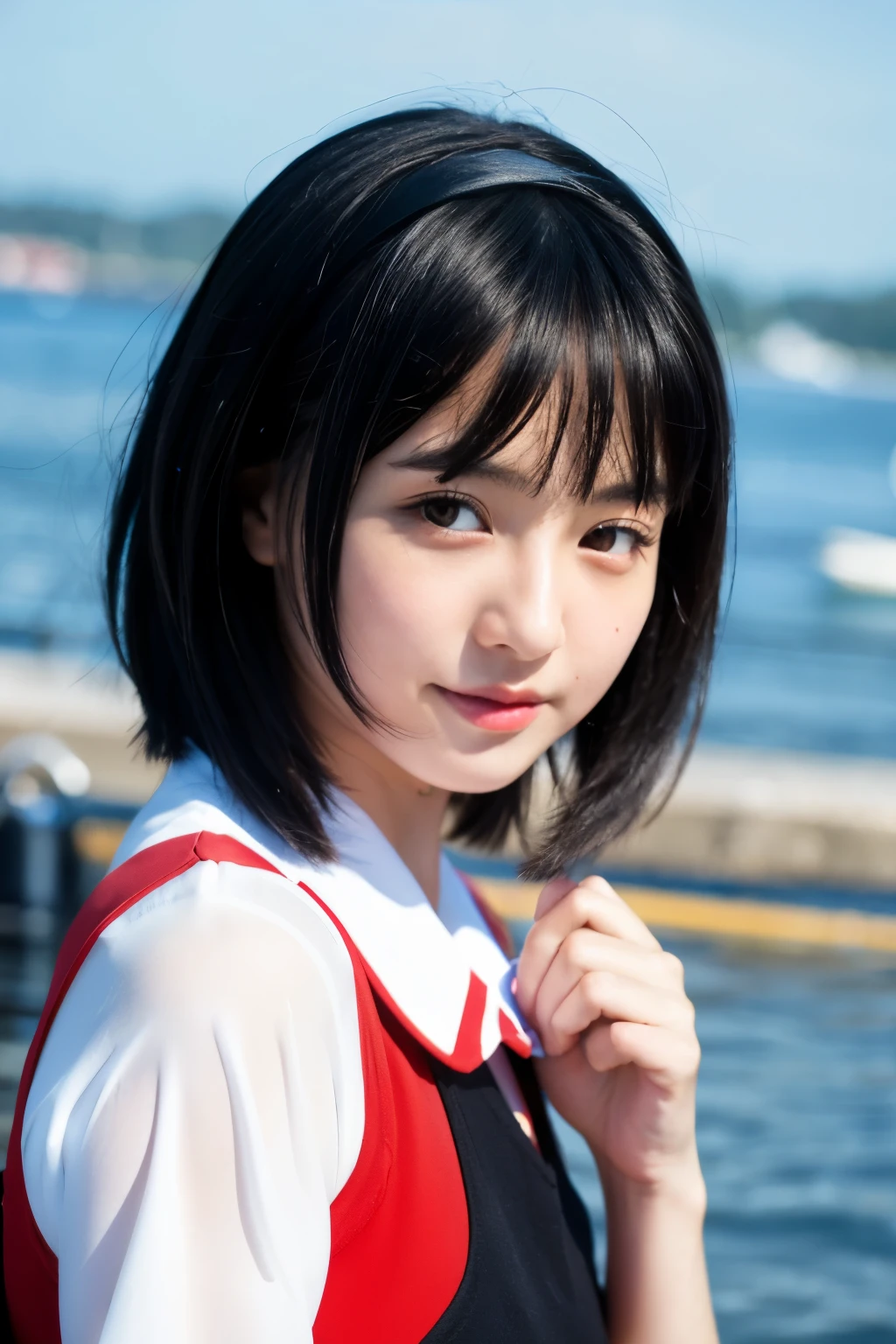 A cute black-haired female anime character who loves boat racing