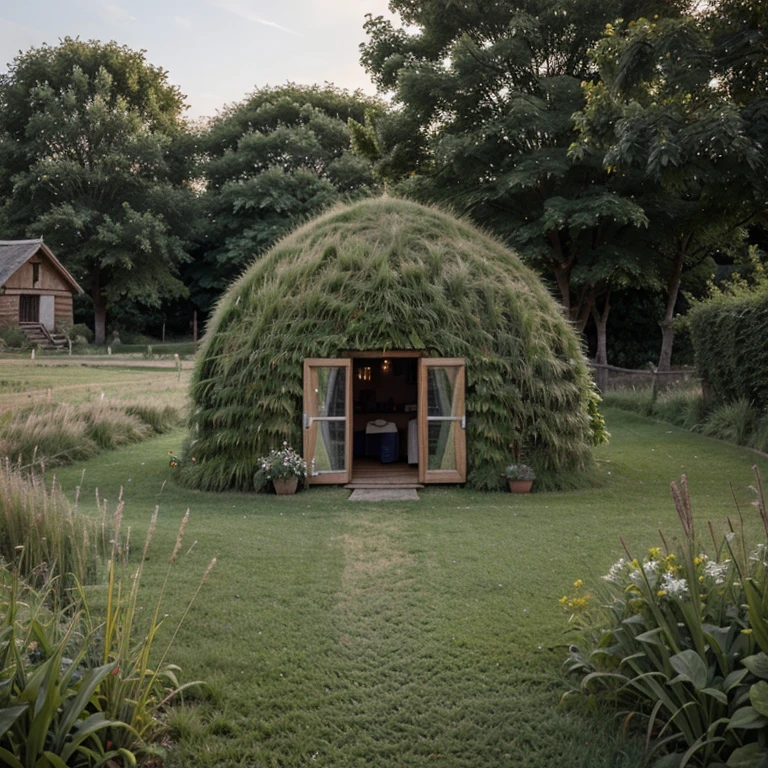 grass hut in the village