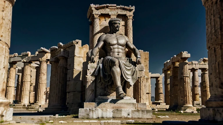 "A dark landscape image of an ancient greek society deeply connected to stoicism, black and white, ancient greek architecture, include one single big statue of a stereotypical strong greek man, marcus aurelius --ar 16:9--style G4JuqKlERum6vZGYhO9USsL"