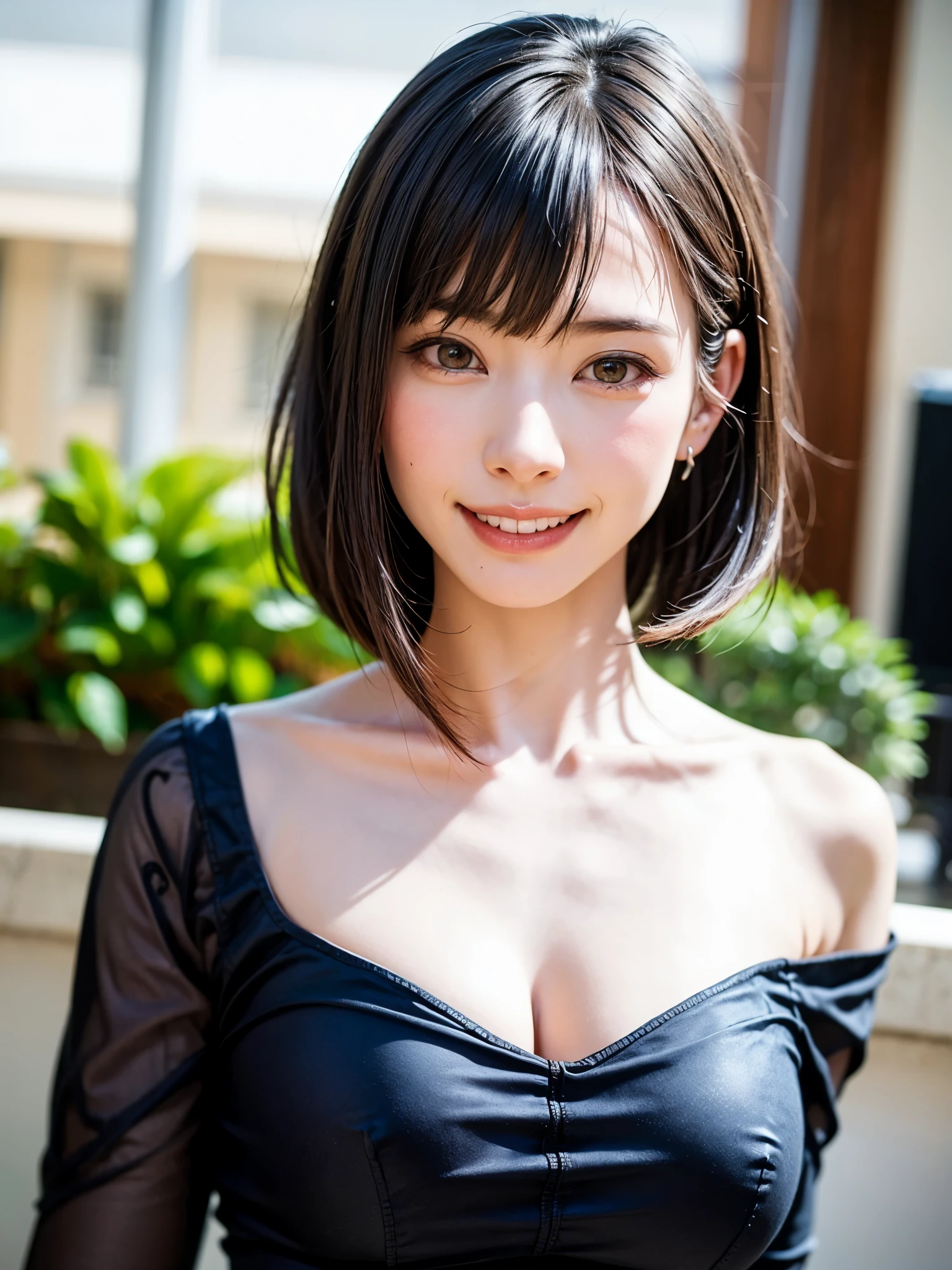 (software:1.8、masterpiece, highest quality),1 girl, alone, hyper Realistic, Realistic,Realistic, Looking at the audience, Light brown eyes:1.4,Brunette Short Bob Hair with highly detailed shiny hair, Brightly colored winter clothes, Lepangas:1.4), Outdoor, Mouth closed, Upper Body、big chest eye、eyelash、{Hugeな|big chest|Hugeなな|Mega} whole :2, chestの谷間:2、(((big chest eye、Short Bob Hair:1.8、Looking at the audience、She is very beautiful and cute、Show me your ears、Long neck、smile、Close your mouth and smile、Bangs and beautiful teeth)))、Ideal body type、(Norway covered in snow in winter)、美しいLong neck:1.4、(({Huge|big|Hugeな|Mega} chest, chestの谷間:2、Upper Bodyは何も身に付けていない:2、moderate lighting、Off the shoulder))、(((Portraiture:2)))、Perfect Anatomy