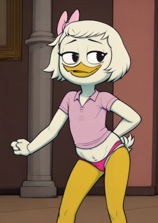 (by Drockdraw:1.2) (by chelodoy:1) (by ashraeli:1) Webby Vanderquack, White skin, White hair, orange legs:1.2, beak, DuckTales, tail shield, short hair, (wet:1.3) to walk, Laughing, Mouth open, language, dressed, webbed feet, eyes are open, three-quarter portrait:1.3, Eyeliner, smile, white body, young, nipples, standing, naked torso, pussy, ass, smiling, bend over, wet body, spread legs, pissing on viewer, pussy focus view, under view 