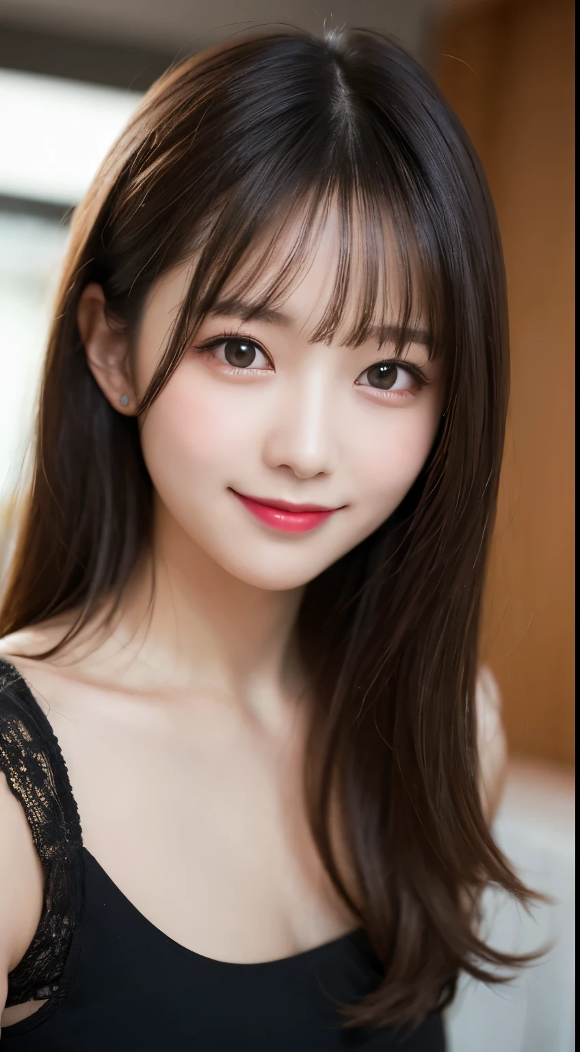 Tabletop, highest quality, shape, Very detailed, finely, High resolution, 8k wallpaper, 完璧なダイナミックな構shape, Beautiful and detailed,ランダムなcute髪,,Natural color lip, Bold sexy pose,smile、20-year-old girl、cute、Looking at the camera,Always blur the background,Perfect and beautiful face,Slim face and figure,Big eyes、Putting on gal makeup,Small face,Shooting from below、smile,Blurred Background,Elegant feminine face、Cyberpunk Fashion、smile