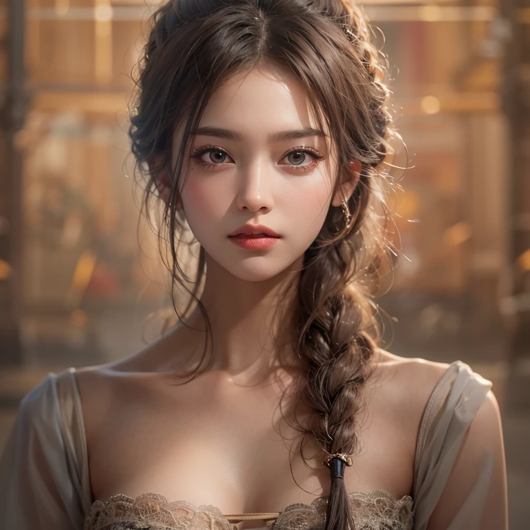 desert、Hair flows、 ((highest quality、masterpiece、8k、best image quality、ultra high resolution、Award-winning work)、(close-up of woman's face:1.35)、(close-up of naked face:1.3)、(accurate anatomy:1.1)、(look at me and smile:1.1)、Shining fair skin with ultra high resolution、most detailed face、ultra high resolution detailed face、ultra high resolutionの髪の毛、(ultra high resolutionの煌めく瞳:1.1)、Beautiful face drawn in every detail、(blurred background:1.1)、ancient Islamic clothes, chest together, tattoo, Old ruins in the background、