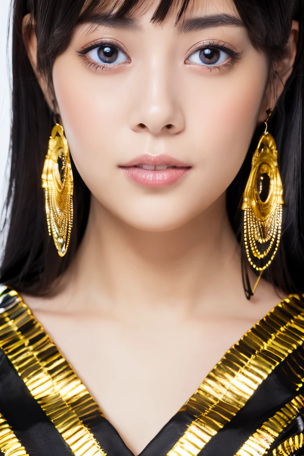 Masterpiece, high quality, high resolution, 8K, Skinny Japanese woman in a costume of Cleopatra, beautiful face, makeup of Cleopatra, detailed face, detailed eyes