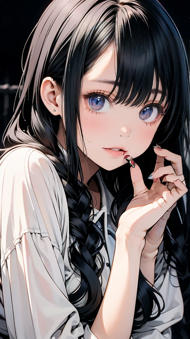 ((highest quality)), ((masterpiece)),High resolution (High Dynamic Range),Ray tracing, Super Resolution, (((anime screencap, black outline, Written boundary depth , written soft outline))), blur, bokeh, Maximum clarity and sharpness,Multilayer Texture,surface shading,Accurate simulation of light-matter interactions,Perfect Proportions,Two-tone lighting, White balance,8K, limit only one woman, BREAK beautiful hair, Beautiful Face, Beautiful and beautiful eyes, Beautiful body, Beautiful breasts, Beautiful thighs, Beautiful feet, Beautiful fingers, (Beautiful views) , breast enlarged, large breast, perky tits, (blush, 20 years, seductive adult woman , anime gyaru , Narrow eyes) , streaked hair, hair intakes, colored inner hair, BREAK (light green,white,light pink, spring-color-outfit:1.3), nail art  BREAK (((portrait, close up, cowboy shot, looking at viewer, \(face waiting for kiss\):1.3))), BREAK (sitting, a girl Applying Lipstick In front of vanity table Mirror:1.3, natural make),
