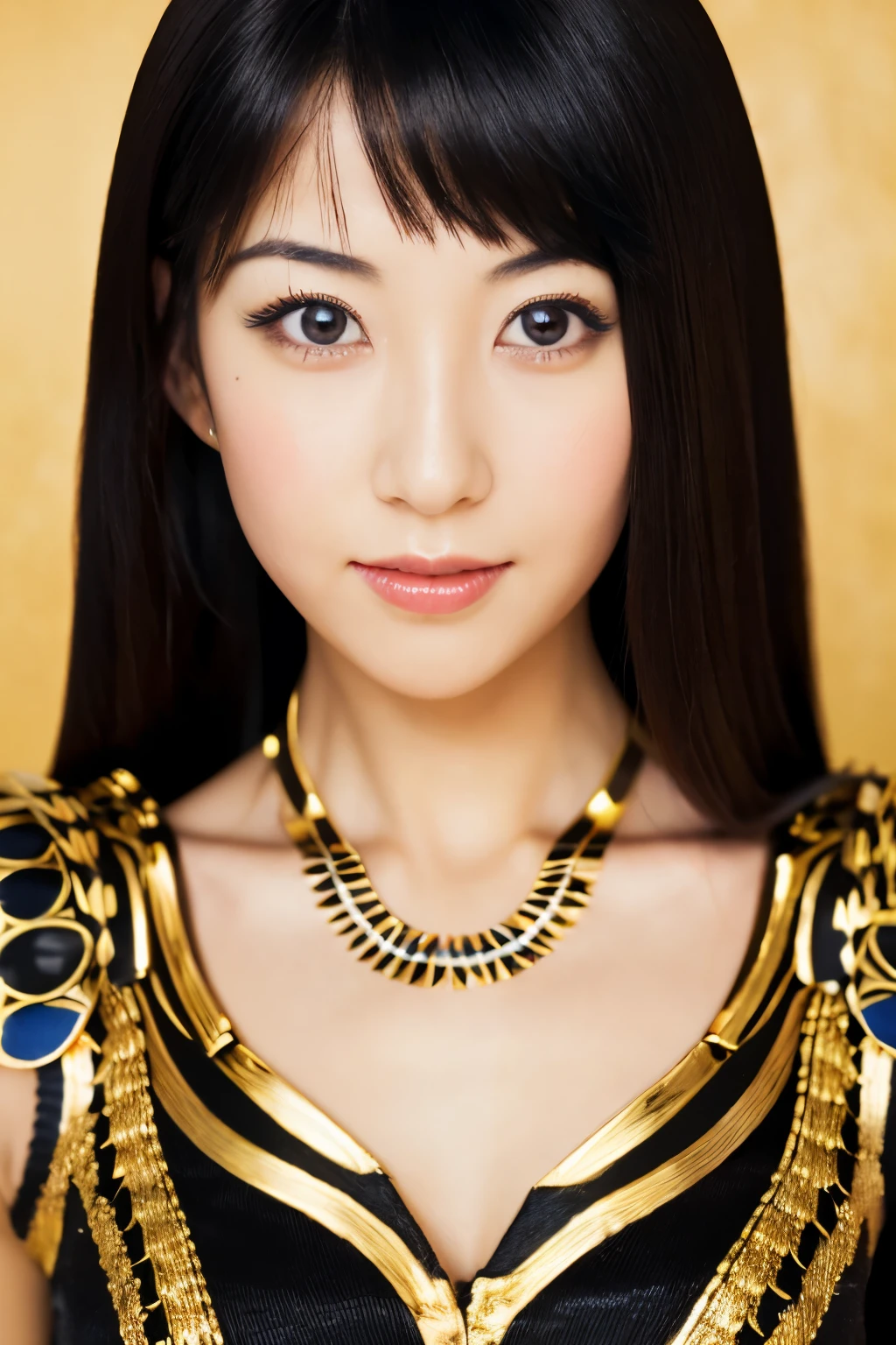 Masterpiece, high quality, high resolution, 8K, Skinny Japanese woman in a costume of Cleopatra, beautiful face, makeup of Cleopatra, detailed face, detailed eyes