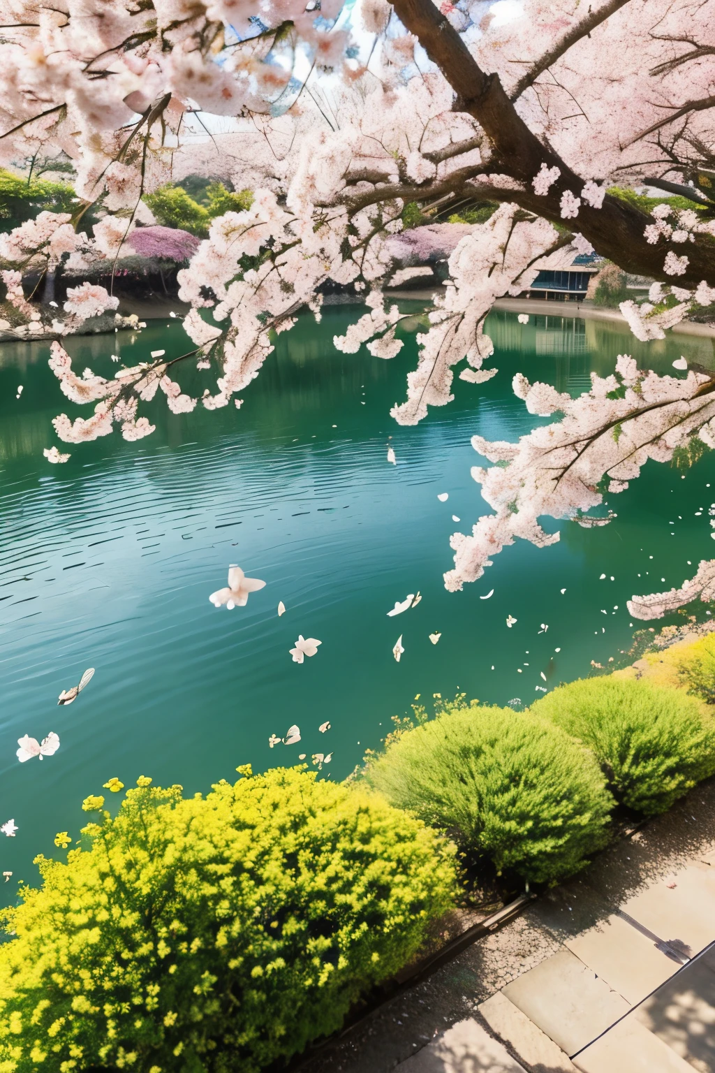 River side,[[[A large amount of flowers fluttering down]]], A large amount of flowers fluttering down]]]Arashiyama、Cherry tree in full bloom、Flower storm,A large amount of flowers fluttering down様、Falling leaflets、