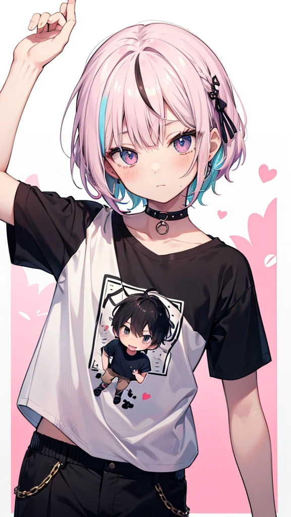 A bunch of pics off her phone, flat chest, emo girl, Drip, sticky, white, puddle of white sticky liquid, cute, wet, anime, high resolution, uncensored, covered, on face, on stomach, leaking out rainbow colored hair, flat chest, emo girl, Cute shirt, black tee shirt, pink and blue bow, high resolution, rainbow hair, colorful, short hair, sitting in a chair, surprised, scared, blushing, surrendering