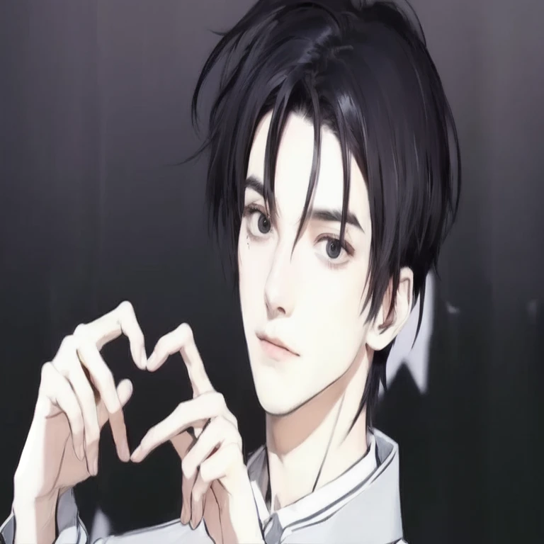 a man with a black hair and a white shirt