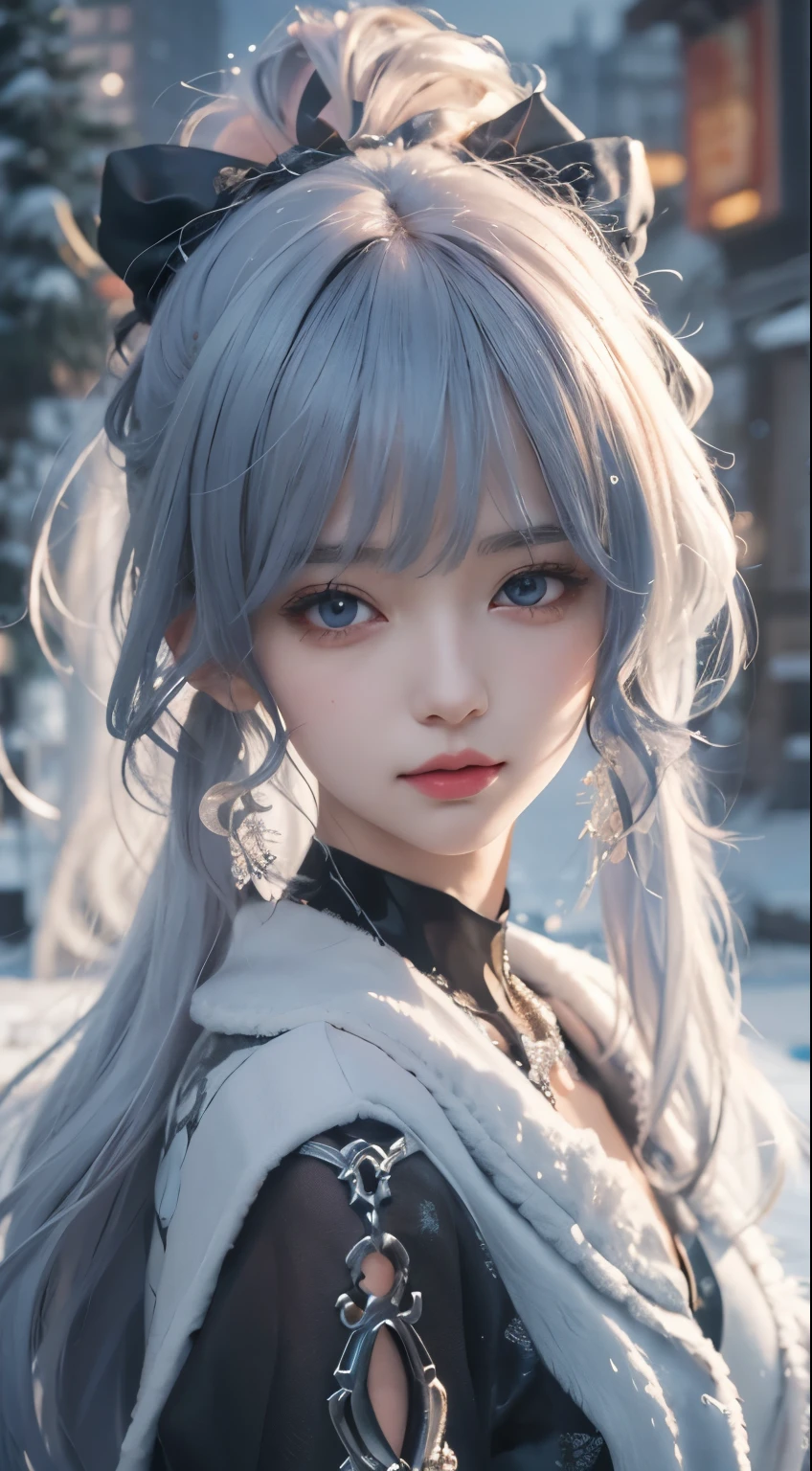 Anime girl with long hair and blue eyes in winter scene, Guvitz-style artwork, Guvitz, A beautiful anime portrait, Stunning anime face portraits, Anime style 4K, Detailed digital anime art, Detailed portrait of anime girl, Guweiz on Artstation Pixiv, Digital animation art, Guweiz in Pixiv ArtStation