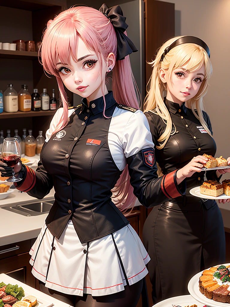 Menina anime em uma cozinha segurando uma garrafa de vinho, detalhes finos. meninas da linha de frente, de meninas da linha de frente, meninas estilo linha de frente, Meninas da linha de frente cg, meninas da linha de frente, Universo Girls Frontline, ( waitress ) garota, Vestindo o uniforme da RR Diner, arte oficial, Arte Oficial, ❤🔥🍄🌪, arte oficial altamente detalhada, arte oficial do personagem, garota misteriosa da cafeteria ( cabelos longos)  ( 5-fingered hands ) (perfect hands )