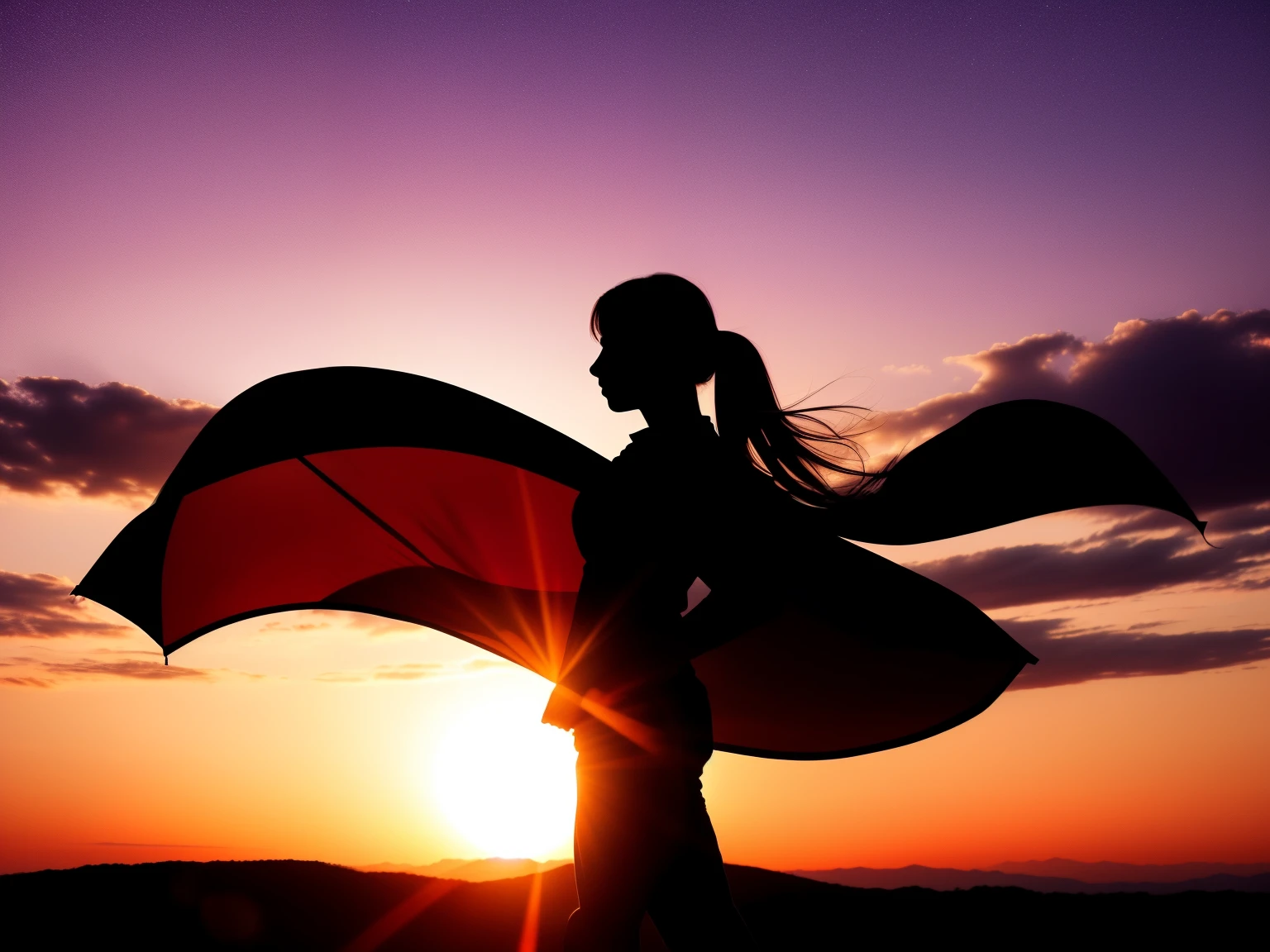 Cool and beautiful girl silhouette