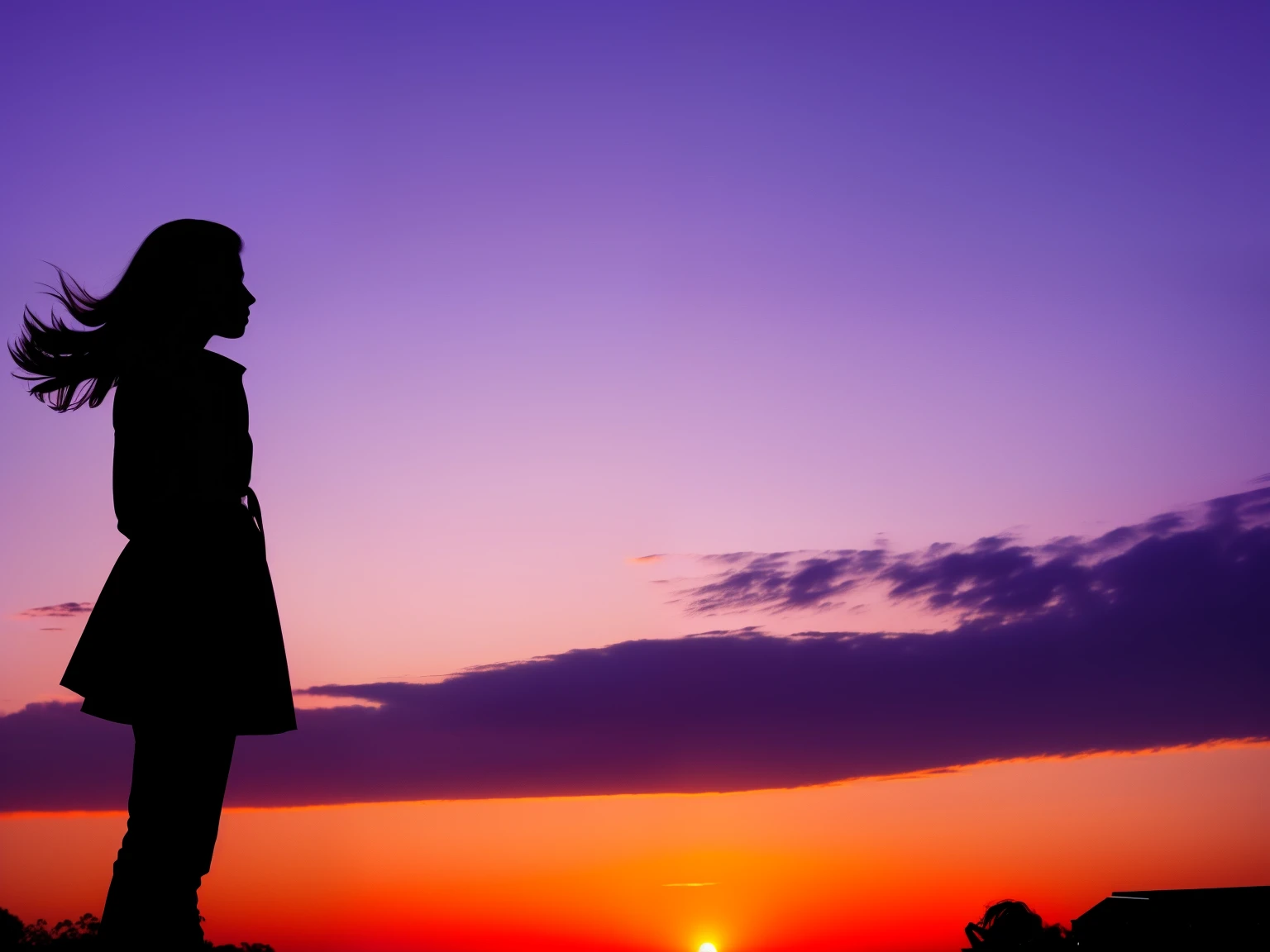 Cool and beautiful girl silhouette