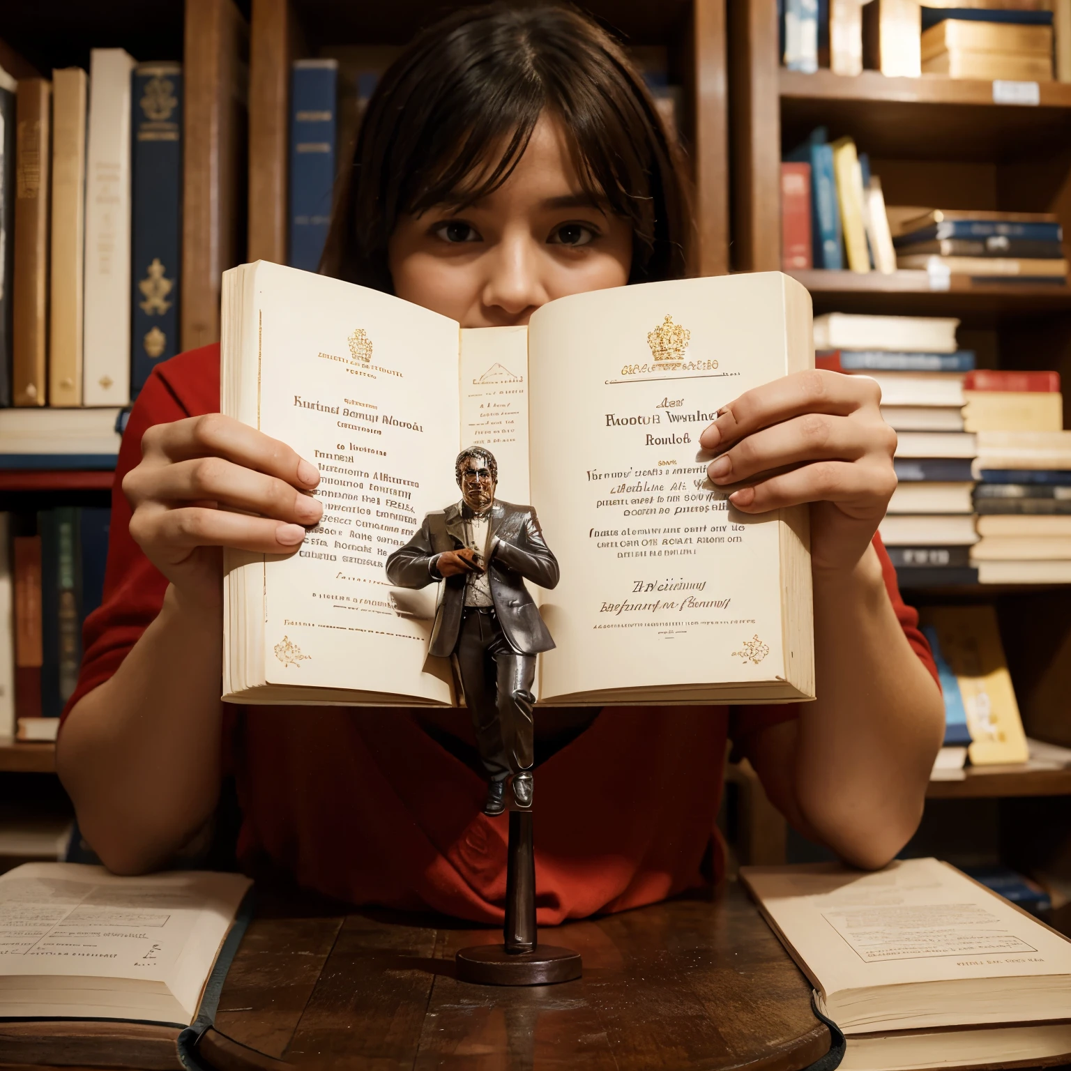 Create an image of an English award.with a figure holding an English book.