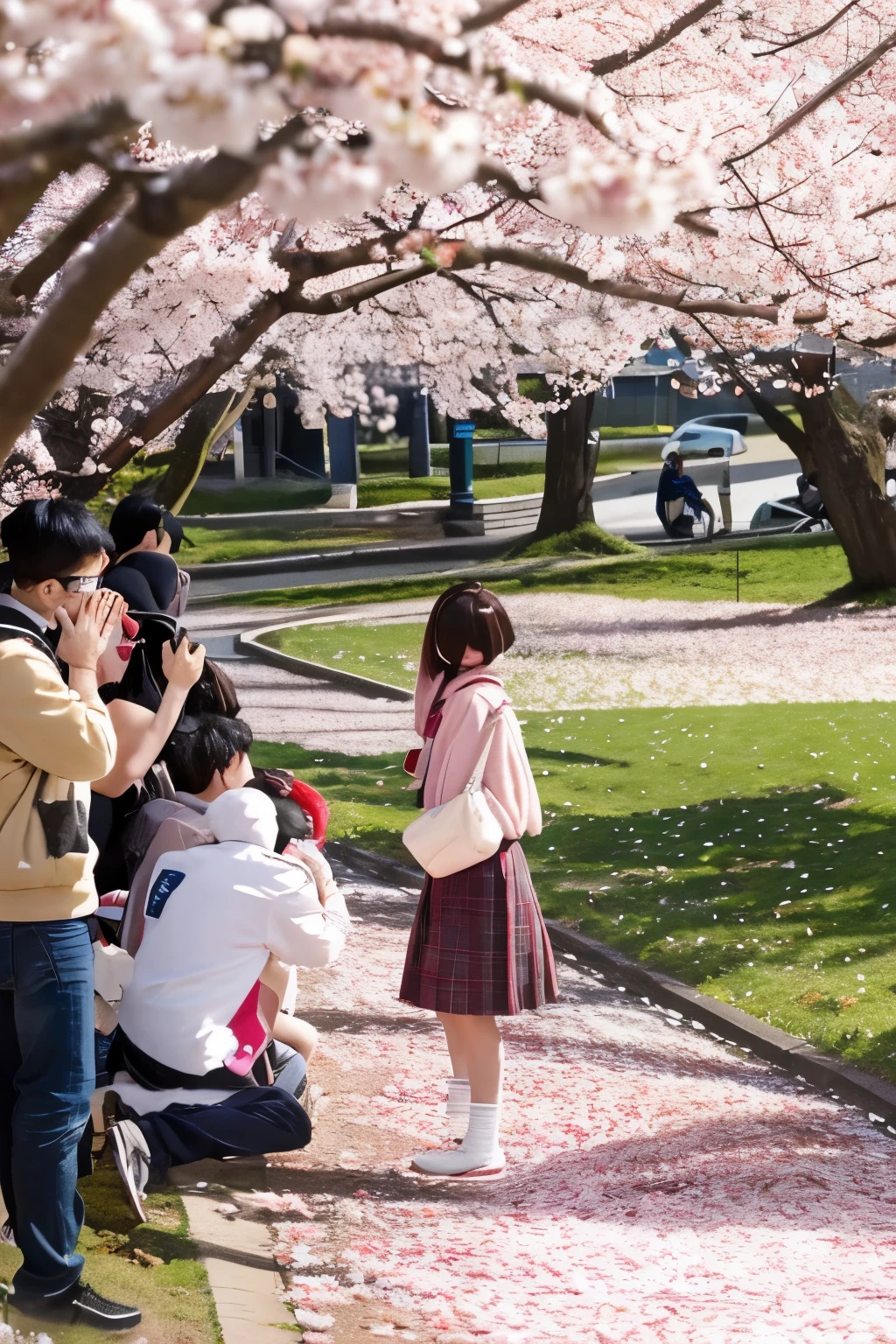 Cherry blossoms scatter、Covered in cherry blossom petals,