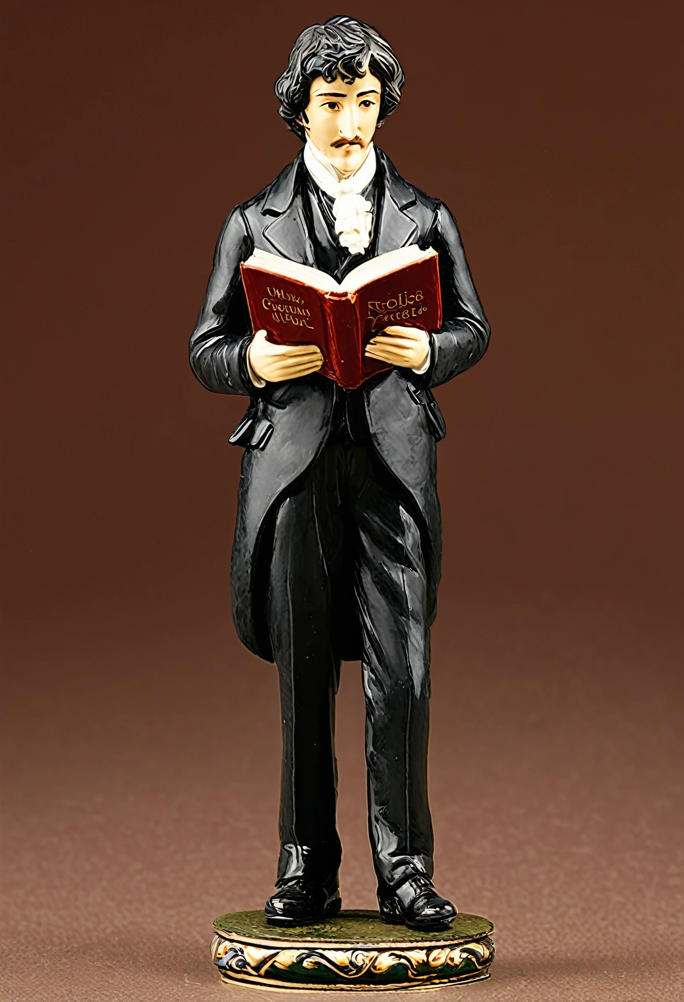 Imagine a prize and Crue A figure holding an English book in his hand.