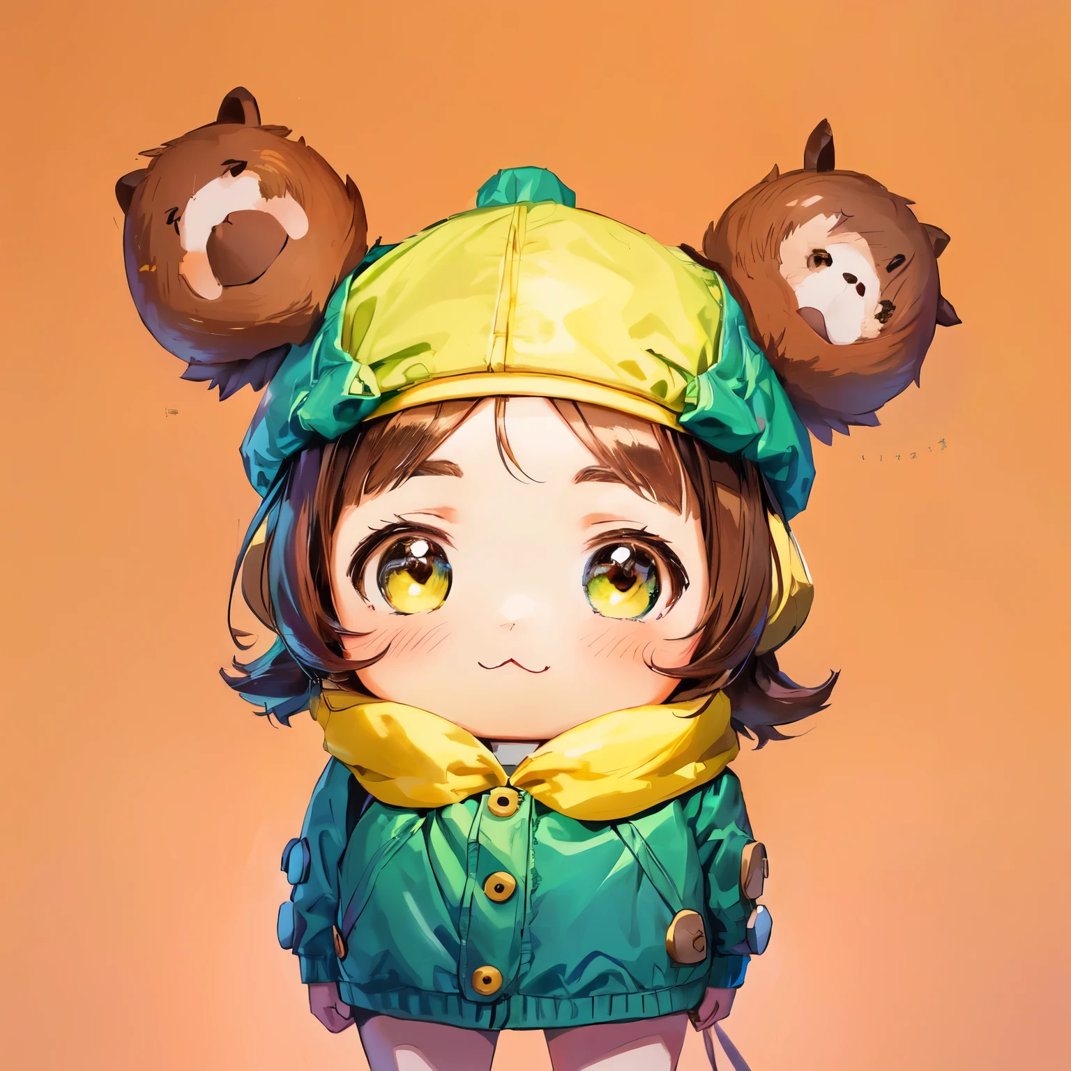 Anime girl with two brown bears on her head, Lovely and detailed digital art, Lovely art style, Cute numbers艺术, Cute numbers, Kawaii realistic portrait, Anime cute art style, Cute anime girl, Lovely characters, Cute cartoon characters, Cute anime, portrait of Cute anime girl, Lovely artwork, Cute anime girl portrait, Cute kawaii girl, Lovely detailed artwork