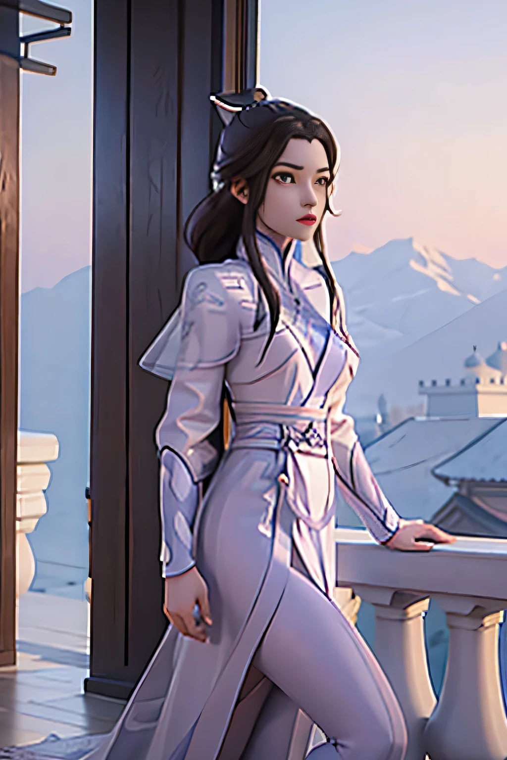 A chinses girl princess wearing all white 29-year-old.