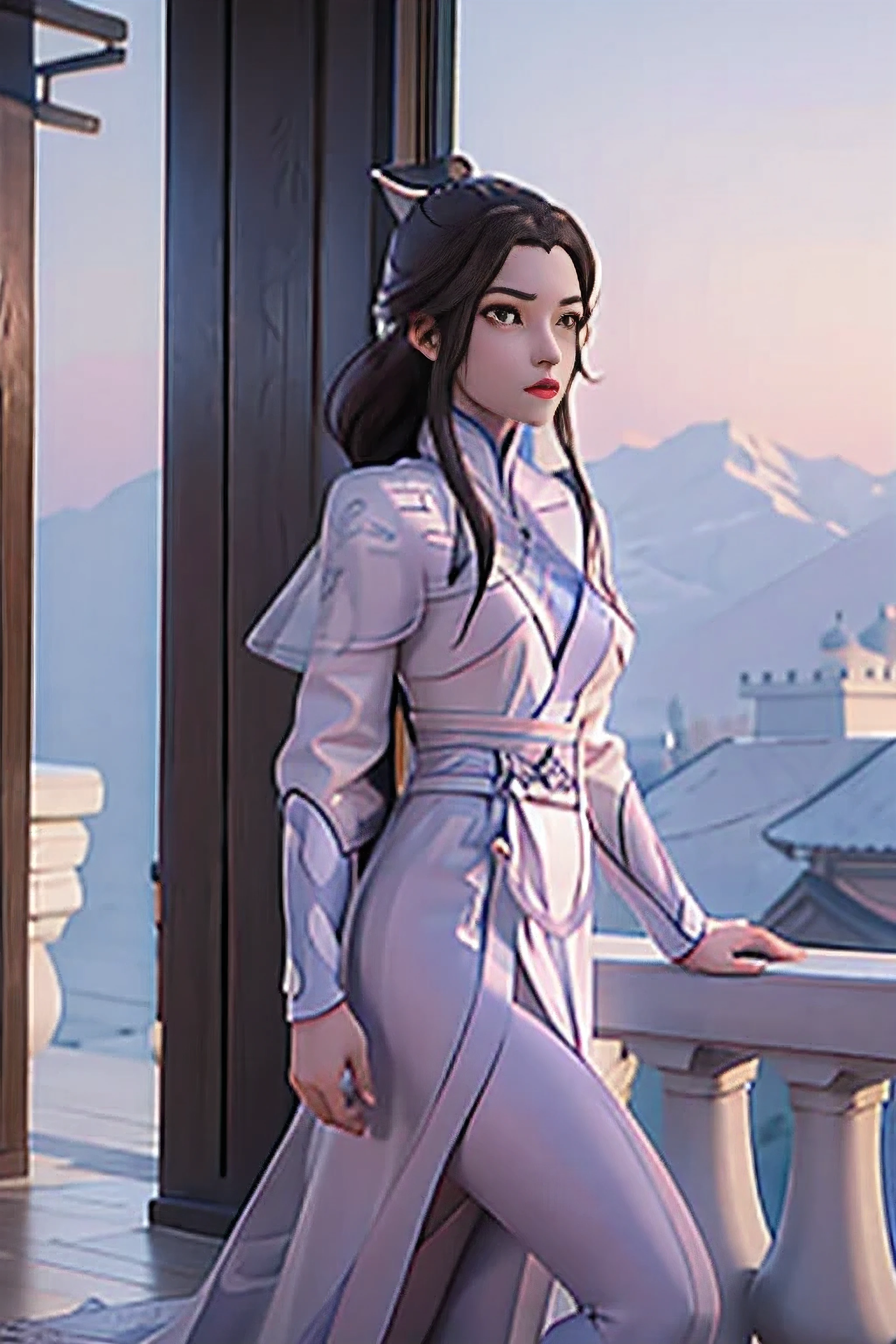 A chinses girl princess wearing all white 29-year-old.